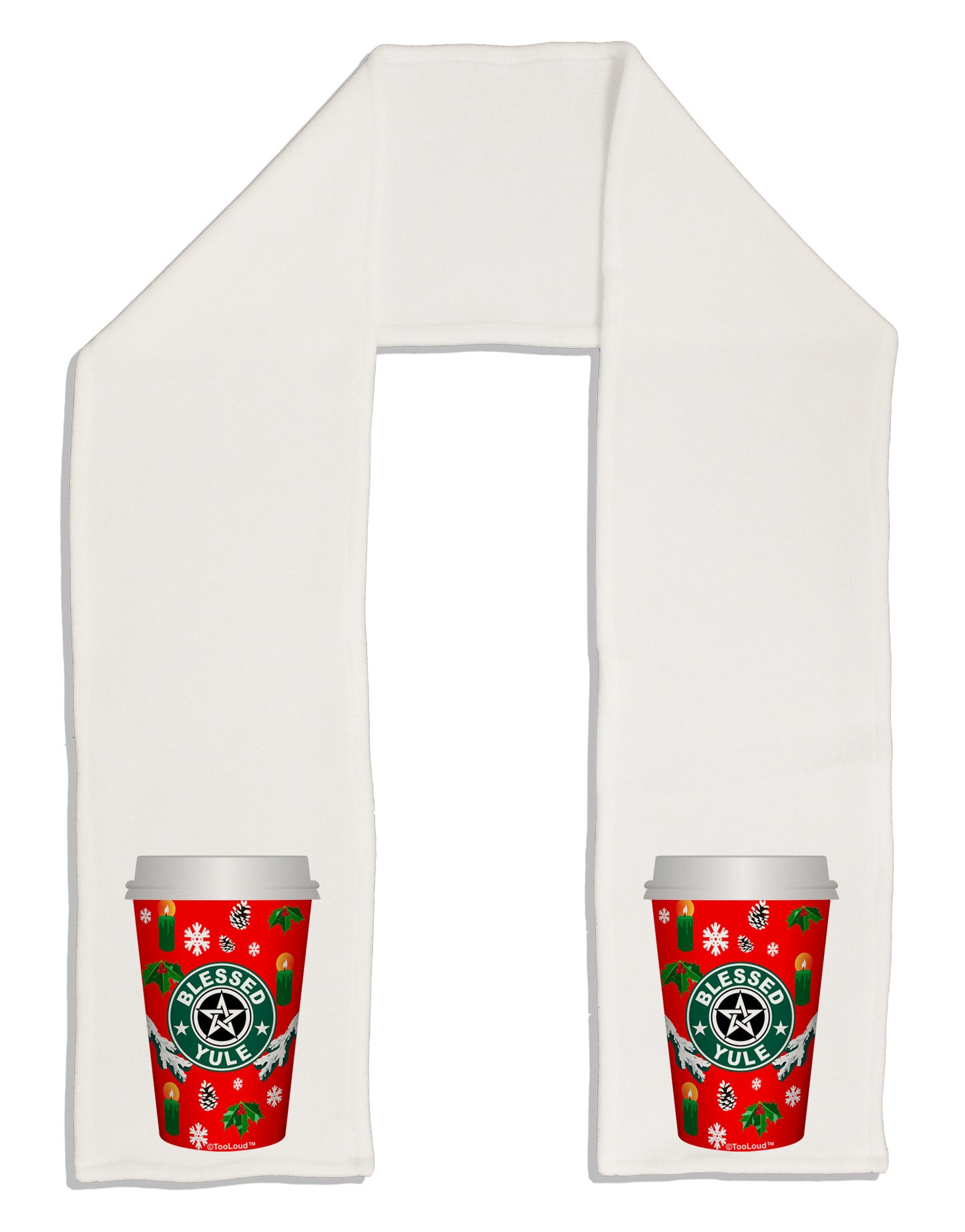 Blessed Yule Red Coffee Cup Adult Fleece 64" Scarf by-TooLoud-White-One-Size-Adult-Davson Sales