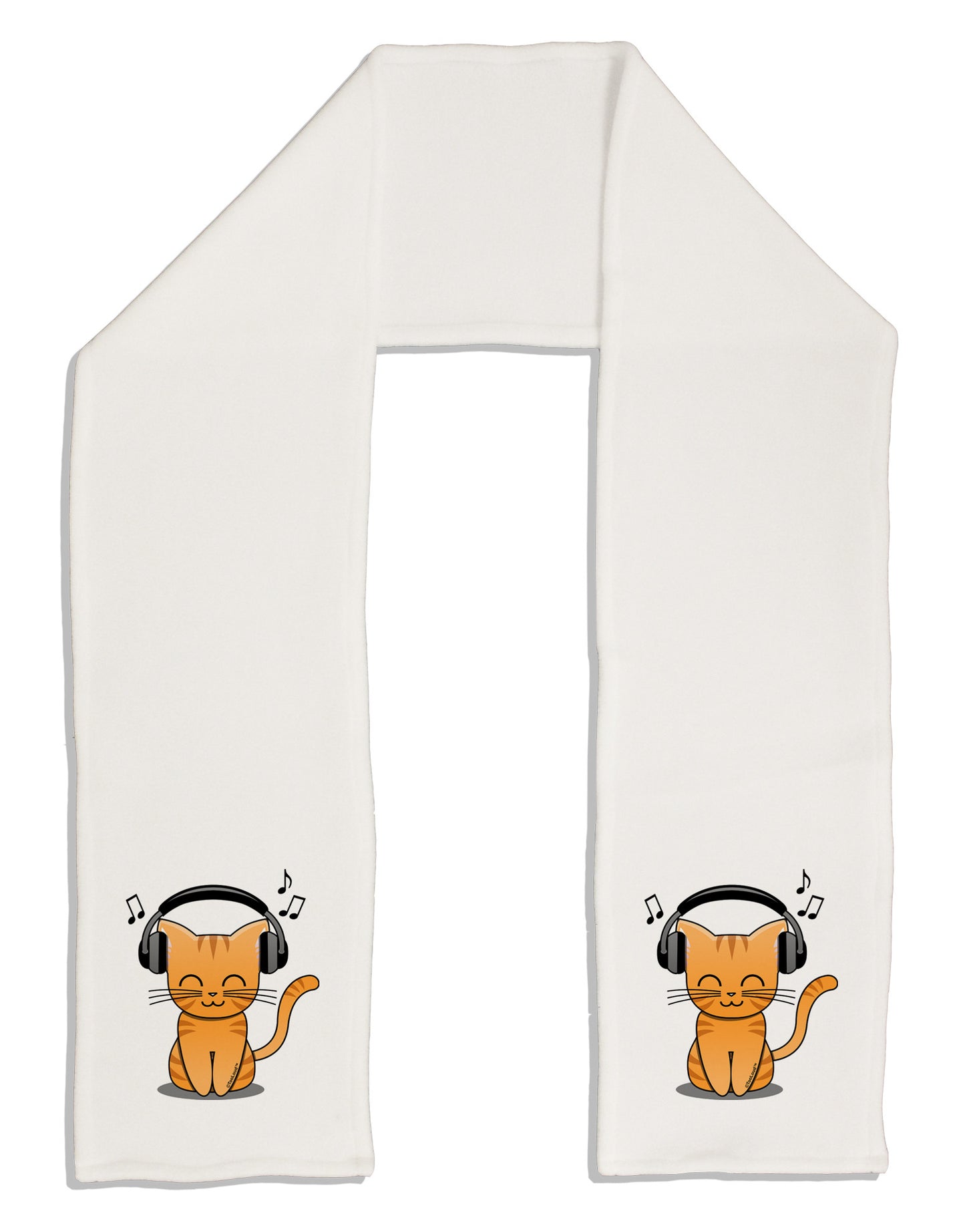 Cute Kitty With Headphones Adult Fleece 64" Scarf-TooLoud-White-One-Size-Adult-Davson Sales
