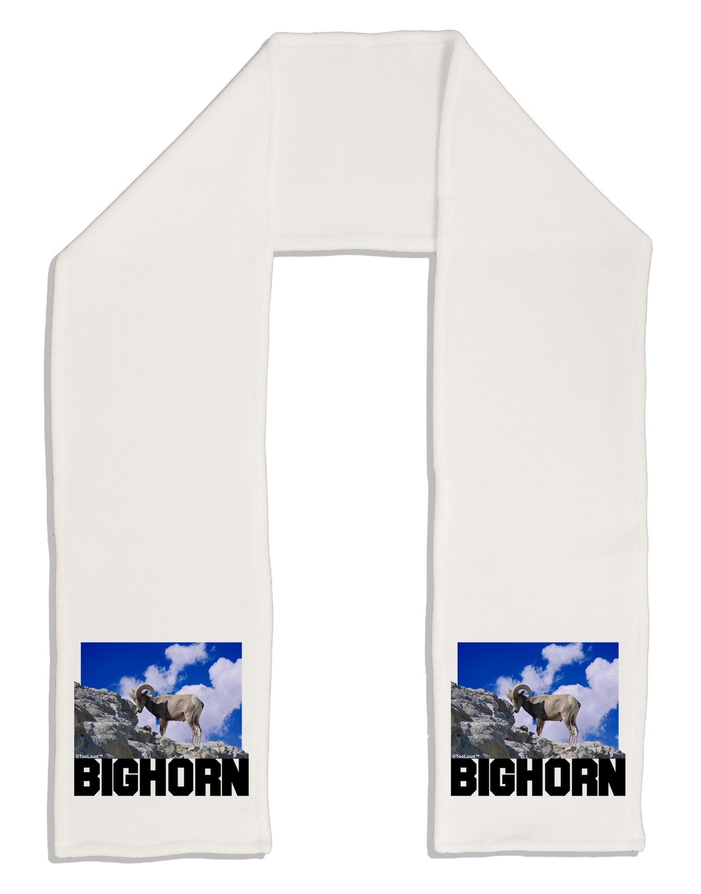 Bighorn Ram Text Adult Fleece 64" Scarf-TooLoud-White-One-Size-Adult-Davson Sales
