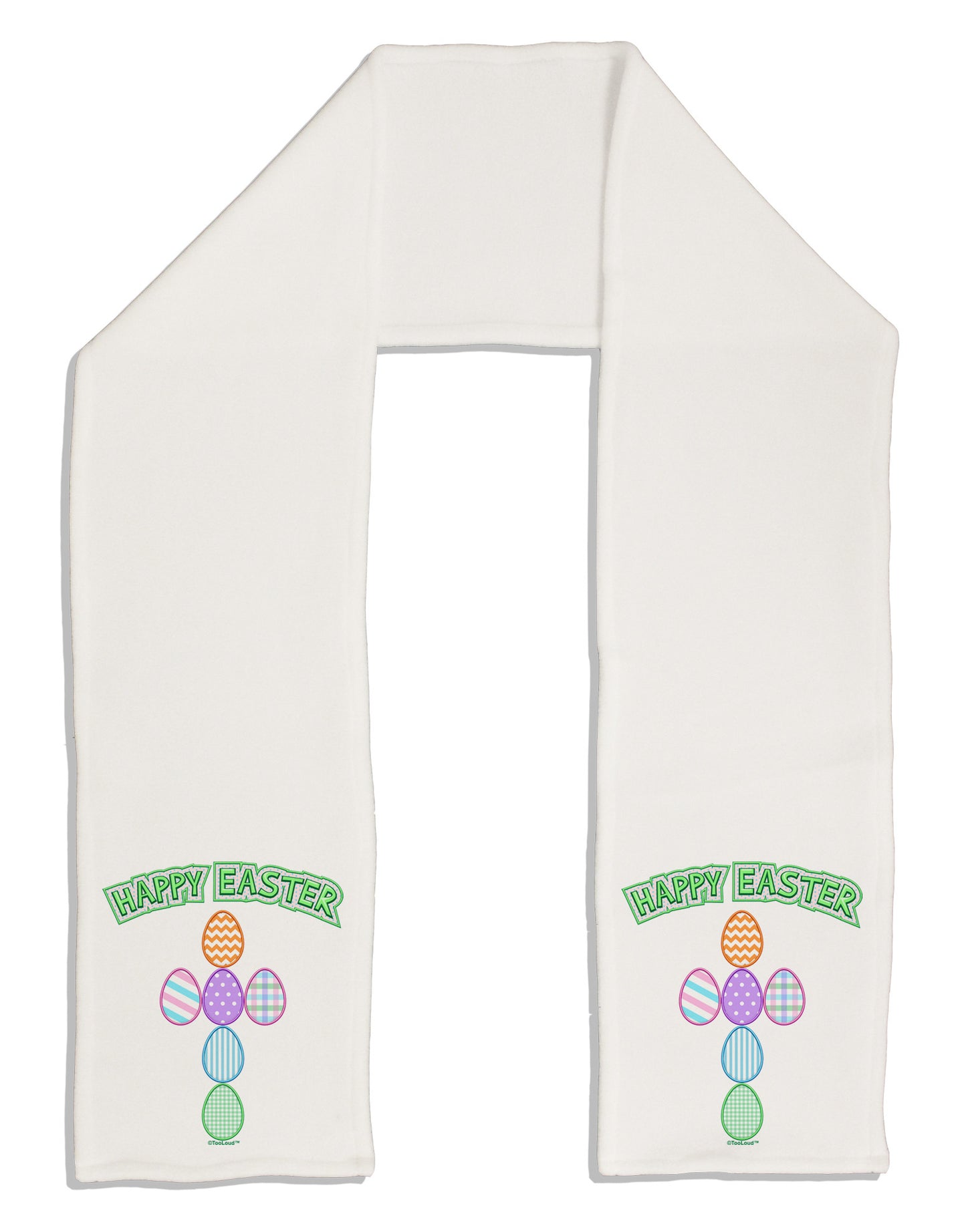 Happy Easter Egg Cross Faux Applique Adult Fleece 64" Scarf-TooLoud-White-One-Size-Adult-Davson Sales