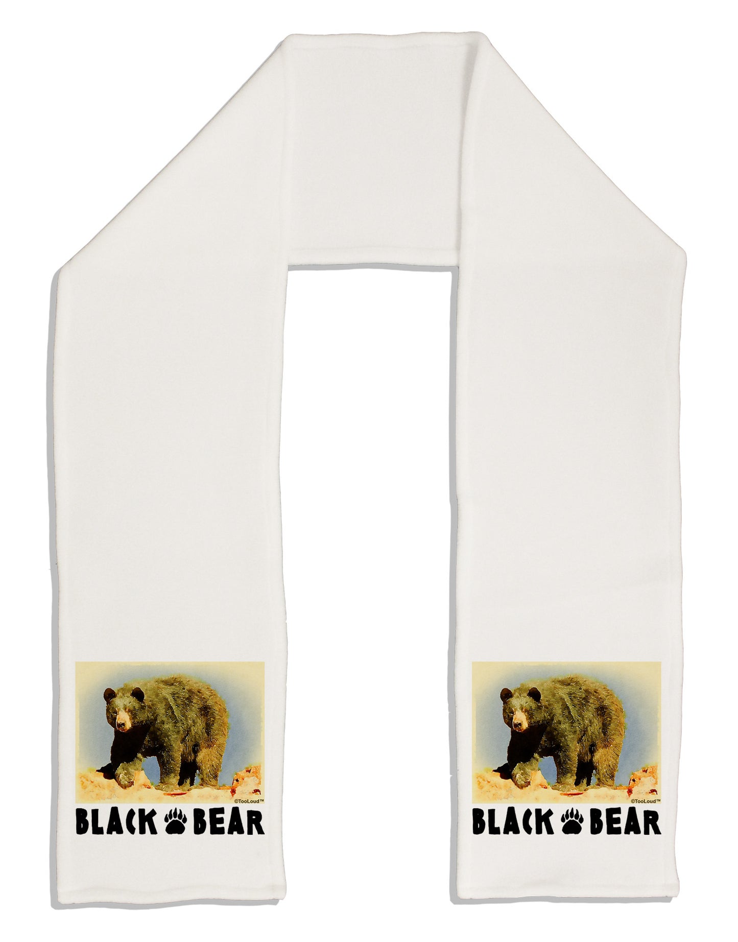 Black Bear Watercolor Adult Fleece 64" Scarf-TooLoud-White-One-Size-Adult-Davson Sales