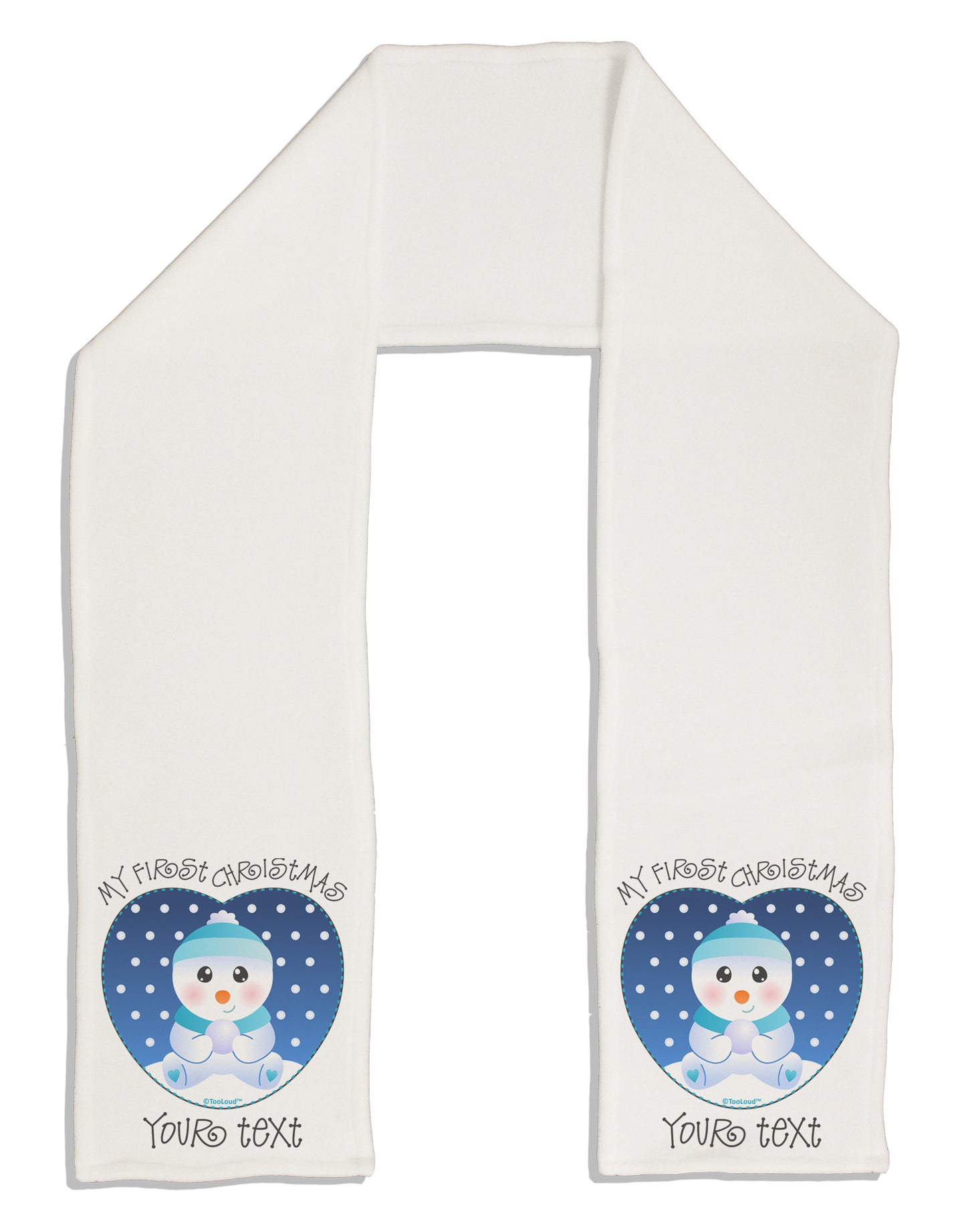 Personalized My First Christmas Snowbaby Blue Adult Fleece 64" Scarf-TooLoud-White-One-Size-Adult-Davson Sales