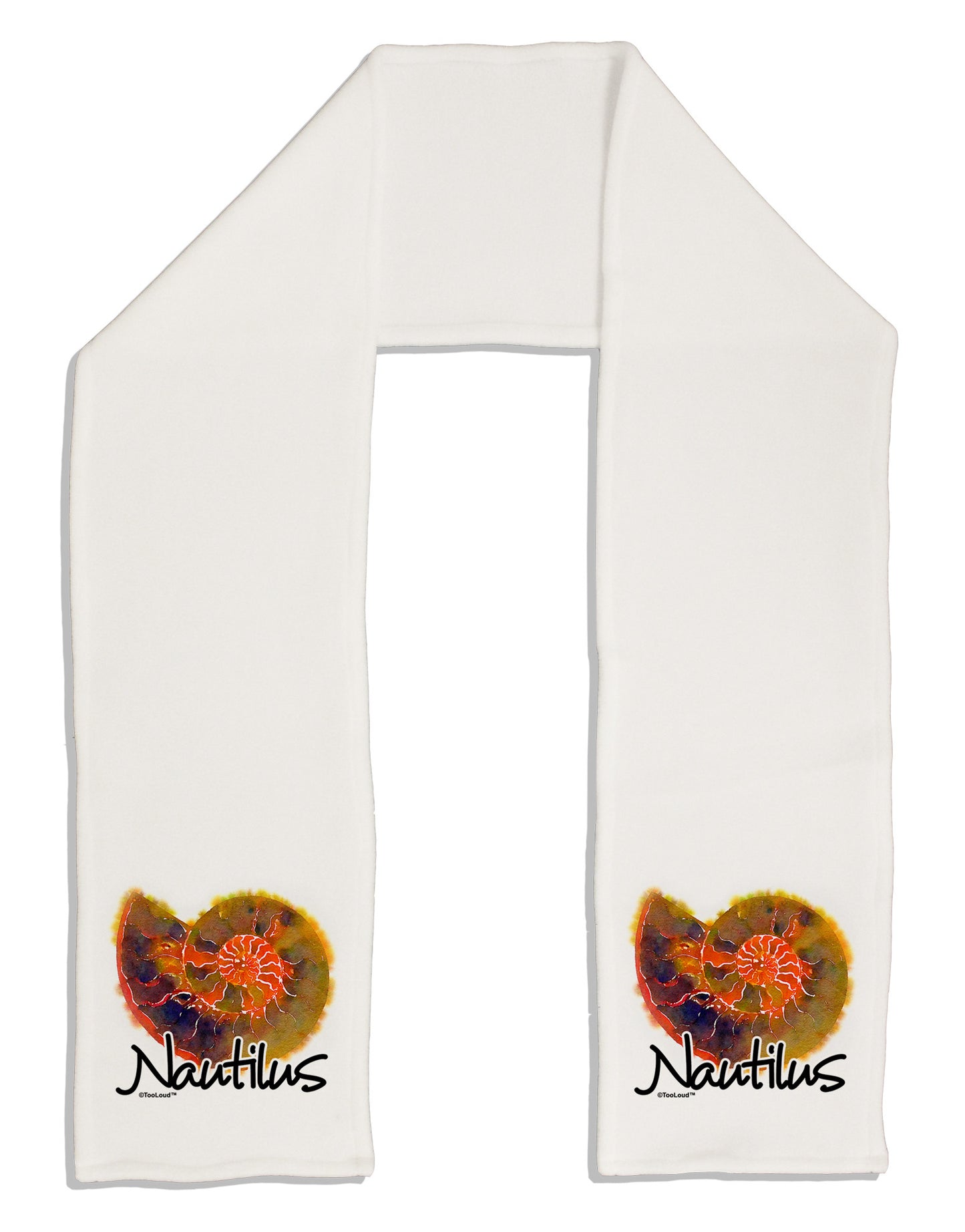 Nautilus Fossil Watercolor Text Adult Fleece 64" Scarf-TooLoud-White-One-Size-Adult-Davson Sales