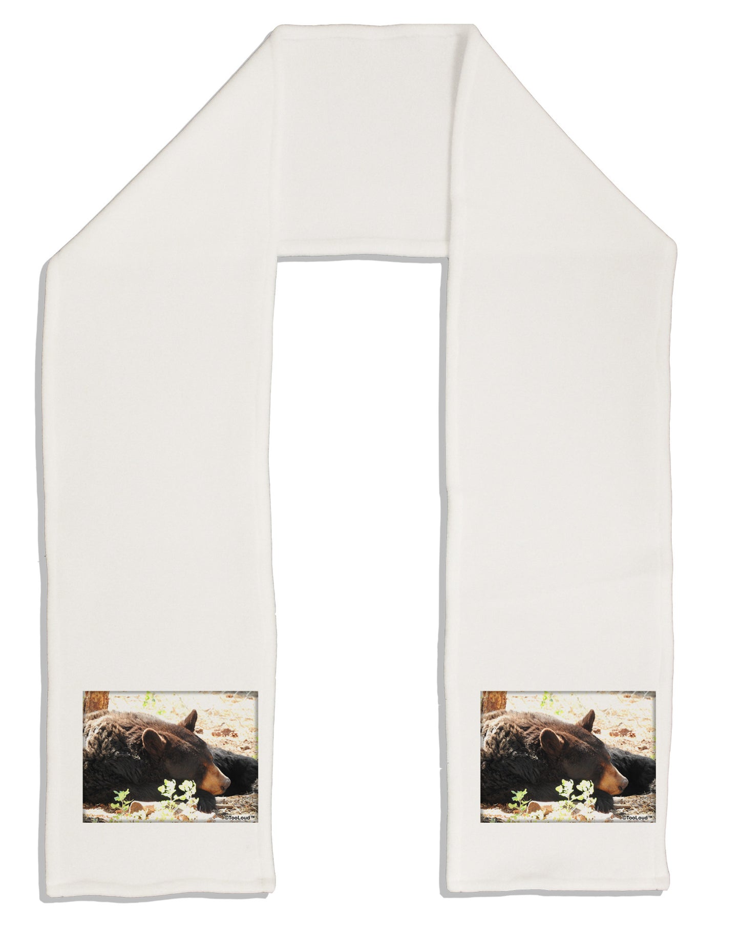 Laying Black Bear Adult Fleece 64" Scarf-TooLoud-White-One-Size-Adult-Davson Sales