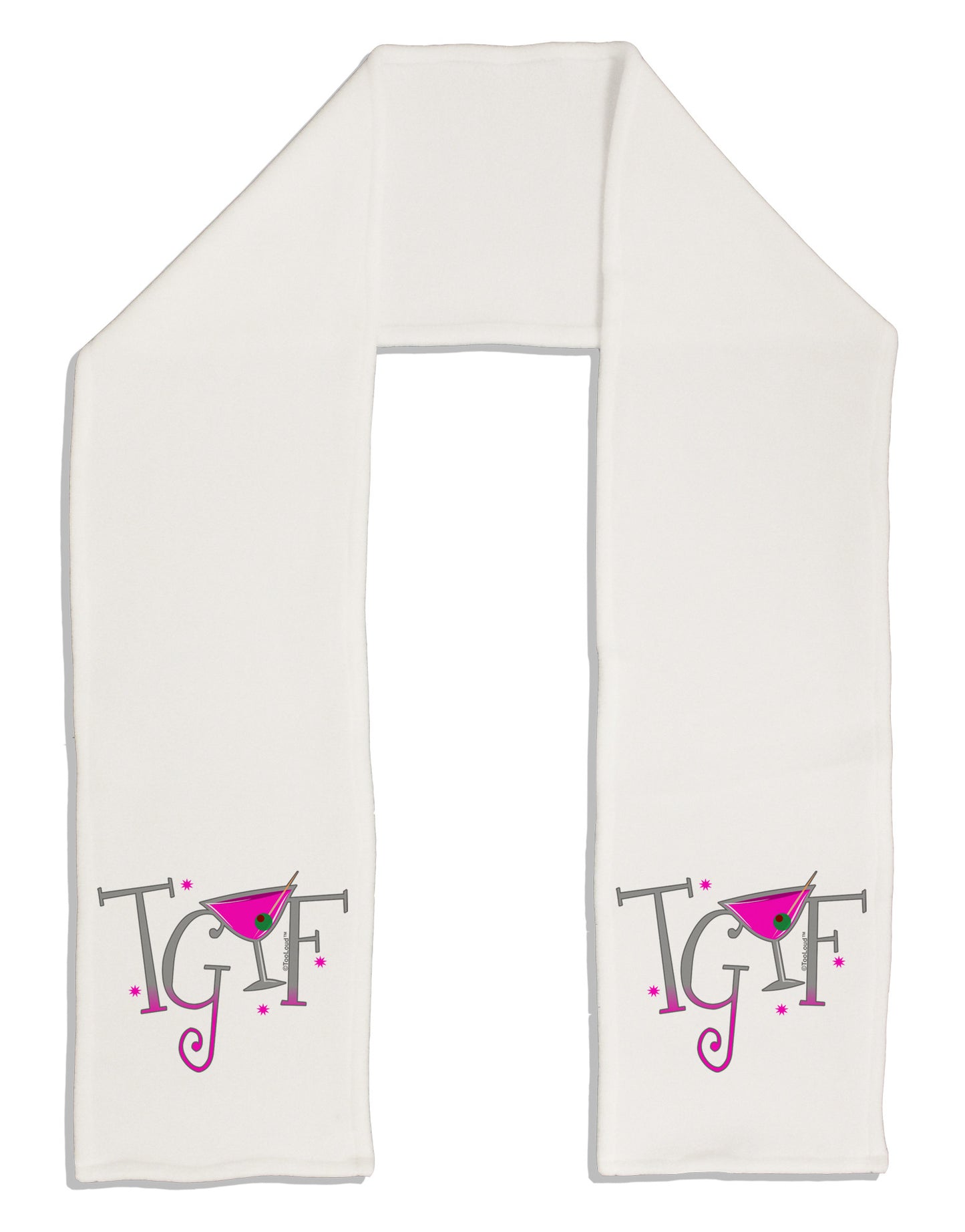 TGIF Martini Adult Fleece 64" Scarf-TooLoud-White-One-Size-Adult-Davson Sales