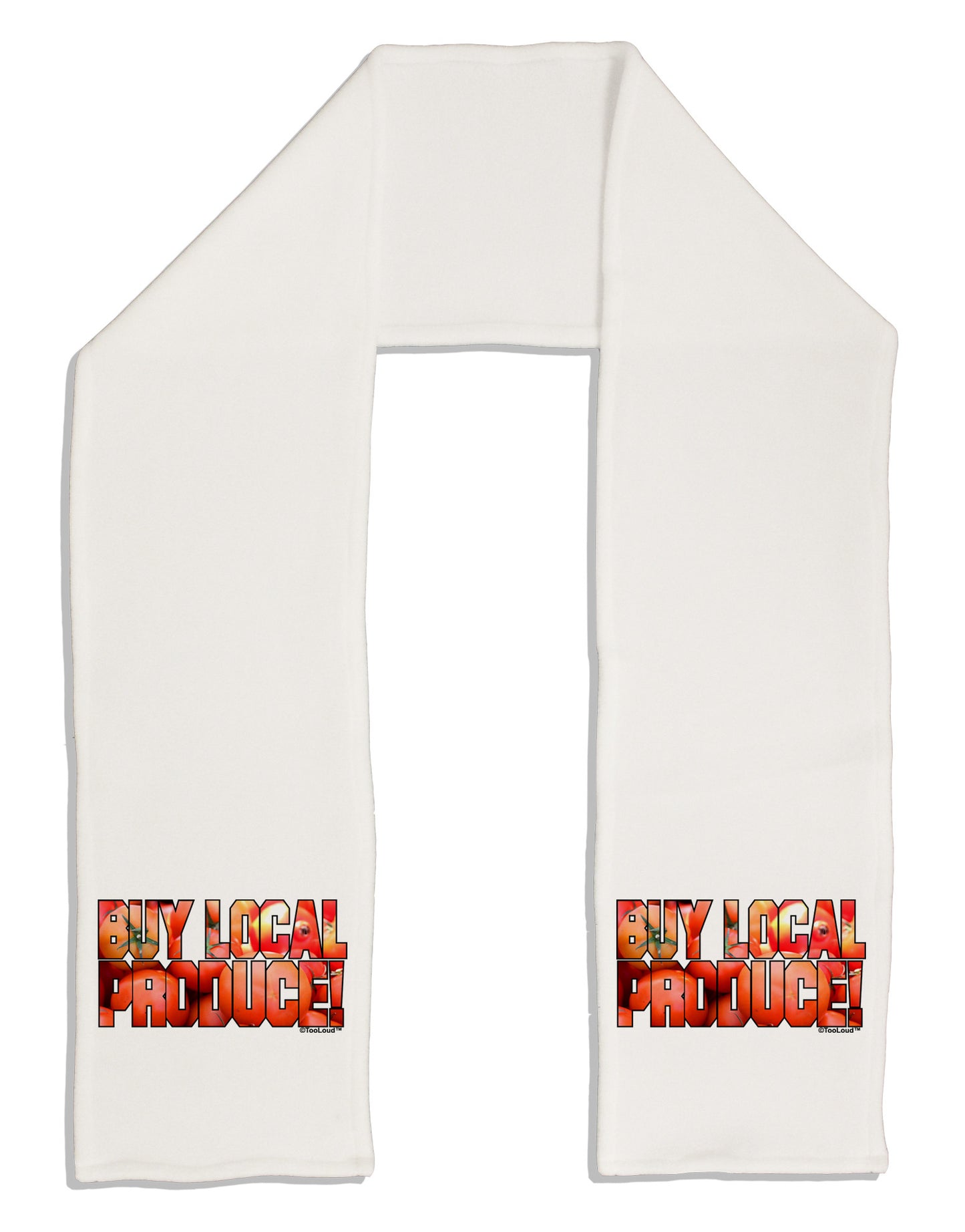 Buy Local Produce Tomatoes Text Adult Fleece 64" Scarf-TooLoud-White-One-Size-Adult-Davson Sales
