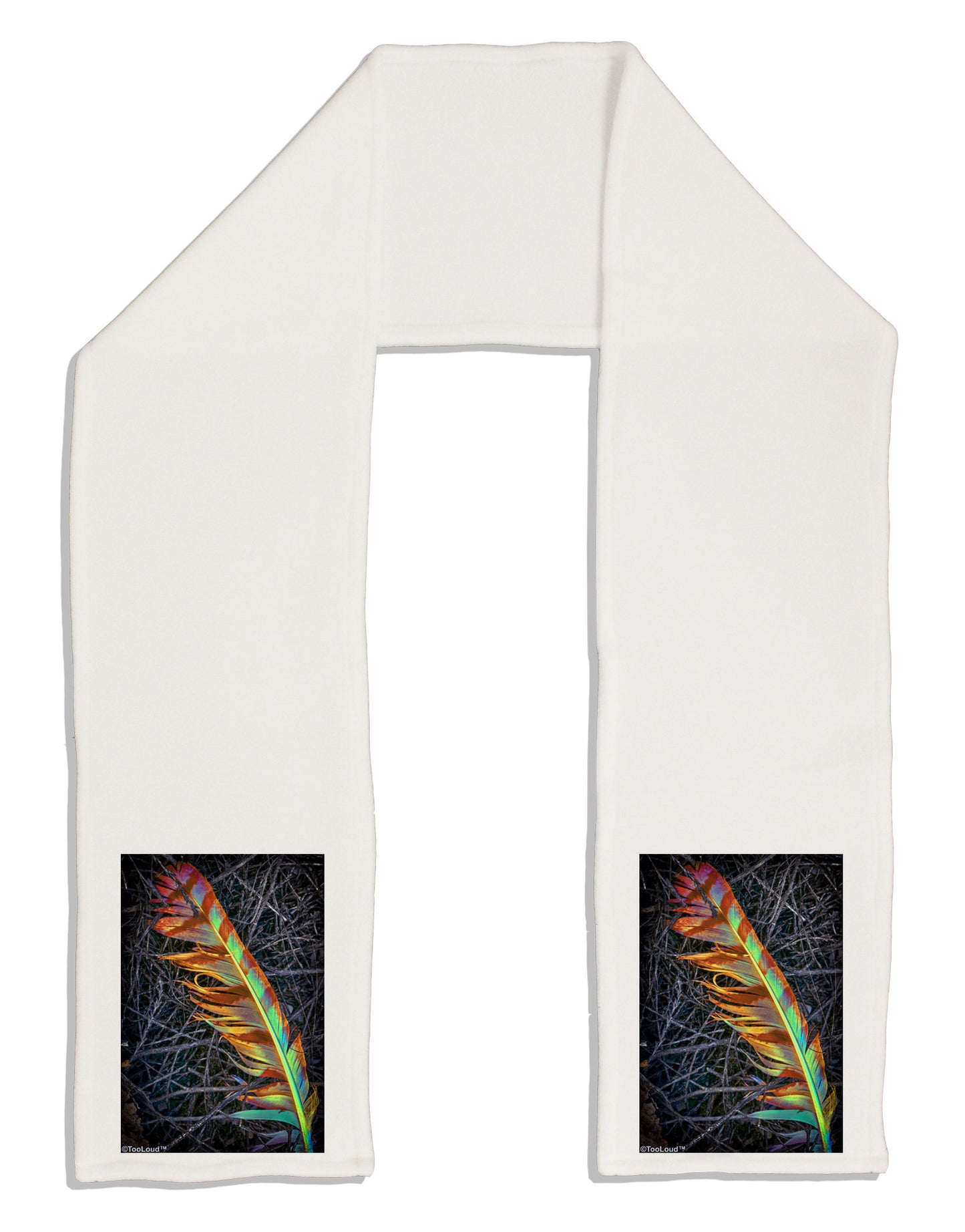 Rainbow Feather Adult Fleece 64" Scarf-TooLoud-White-One-Size-Adult-Davson Sales