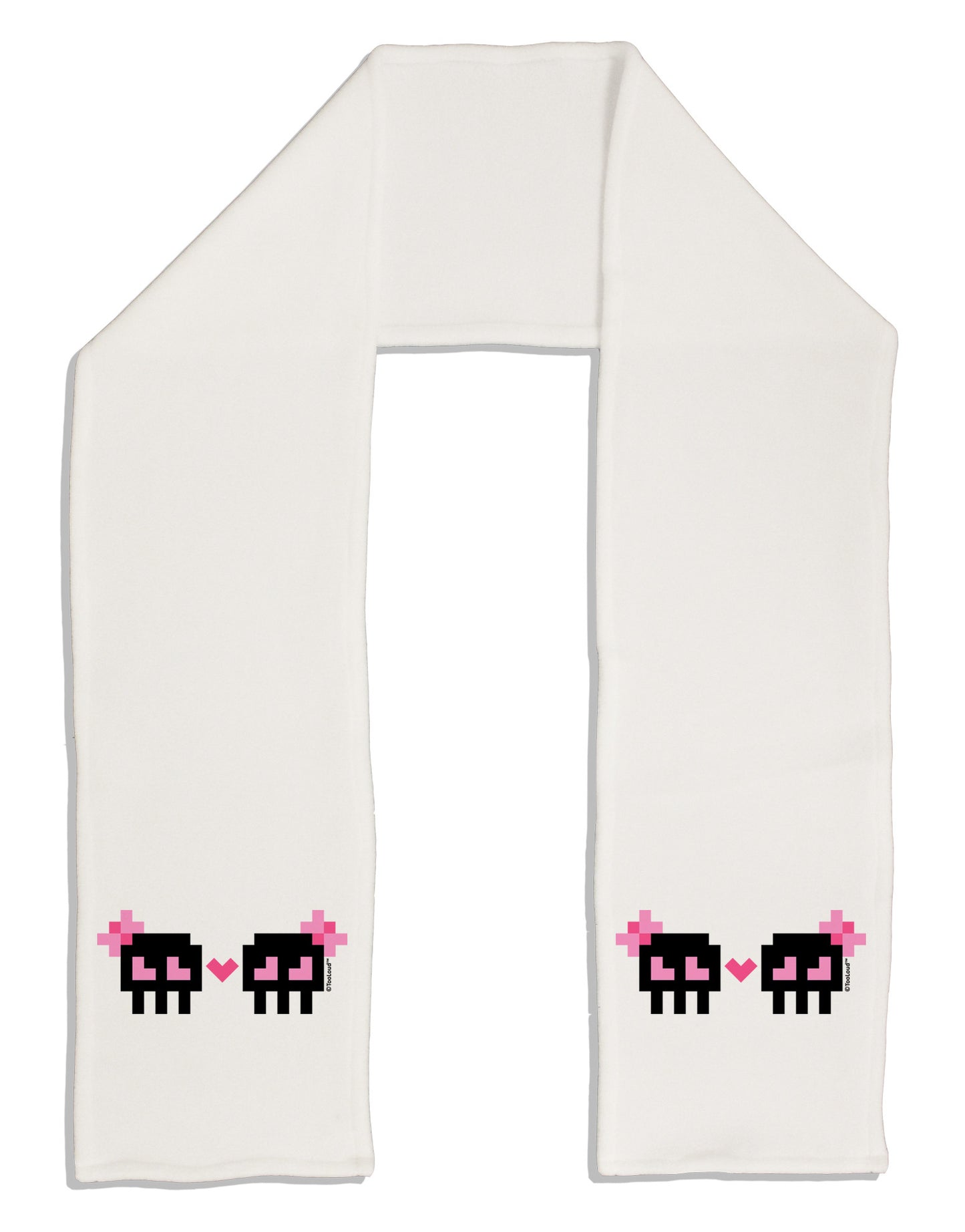 8-Bit Skull Love - Girl and Girl Adult Fleece 64" Scarf-TooLoud-White-One-Size-Adult-Davson Sales
