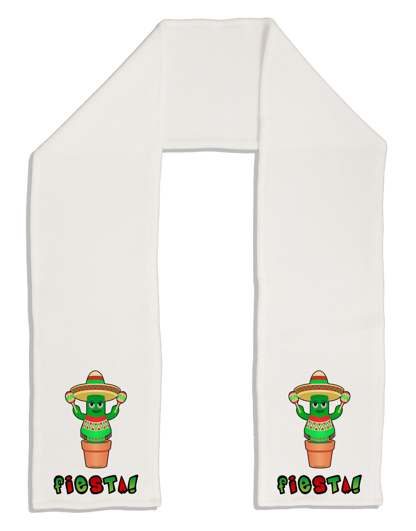 Fiesta Cactus Poncho Text Adult Fleece 64" Scarf-TooLoud-White-One-Size-Adult-Davson Sales