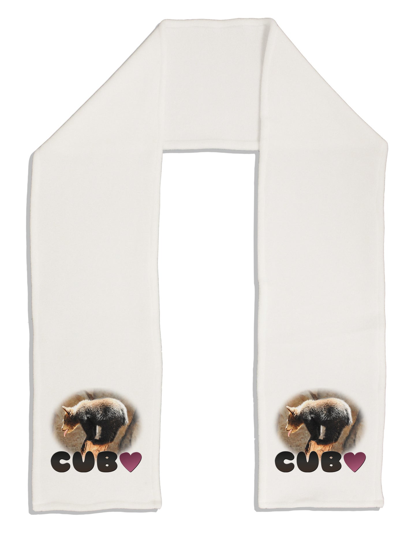 Balancing Bear Cub with Text Adult Fleece 64" Scarf-TooLoud-White-One-Size-Adult-Davson Sales