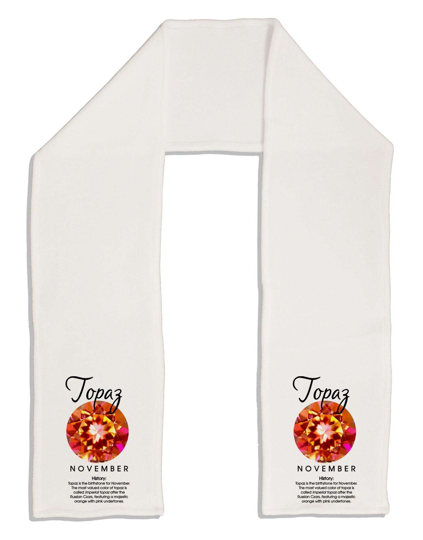 Birthstone Topaz Adult Fleece 64" Scarf by TooLoud-TooLoud-White-One-Size-Adult-Davson Sales