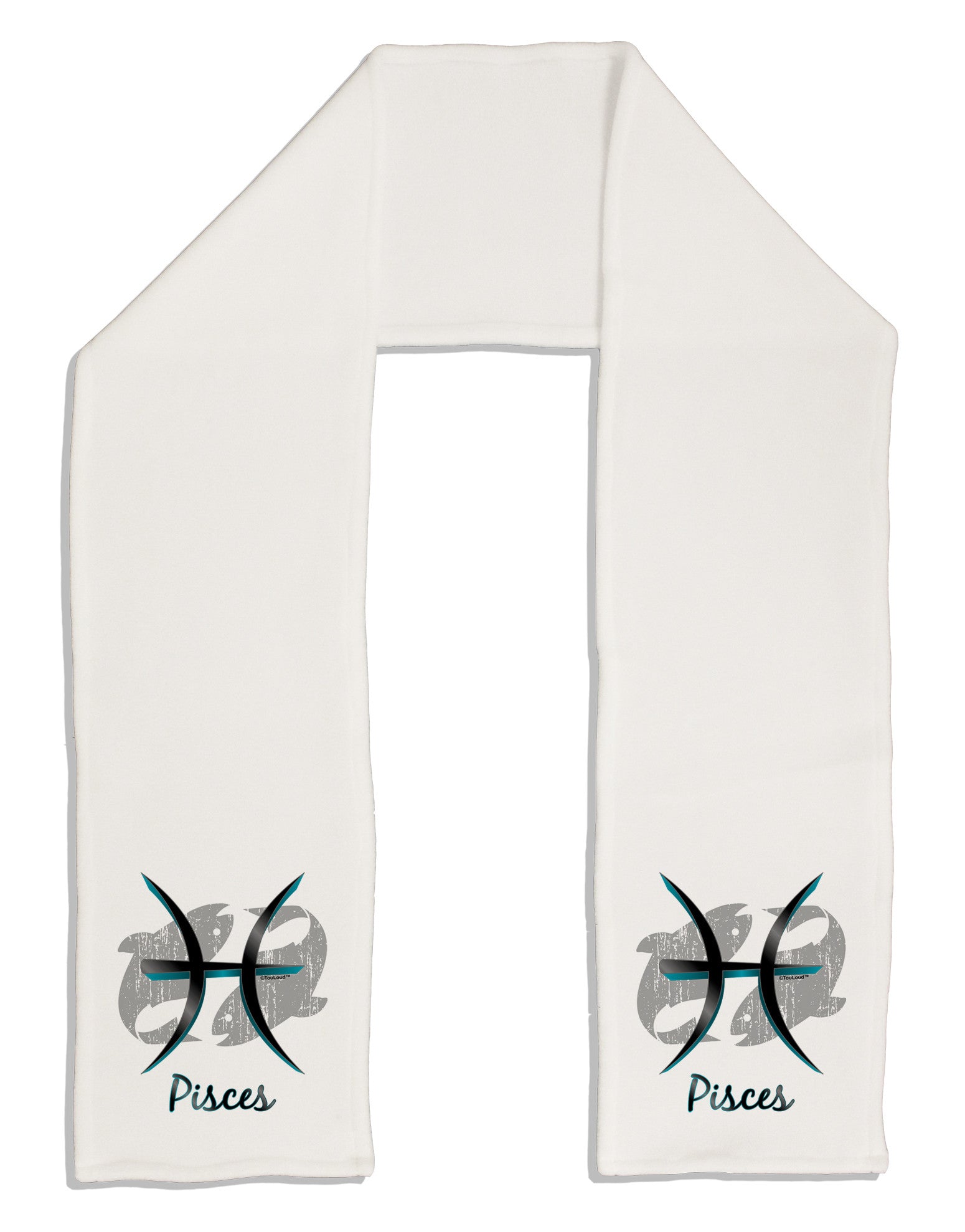Pisces Symbol Adult Fleece 64" Scarf-TooLoud-White-One-Size-Adult-Davson Sales