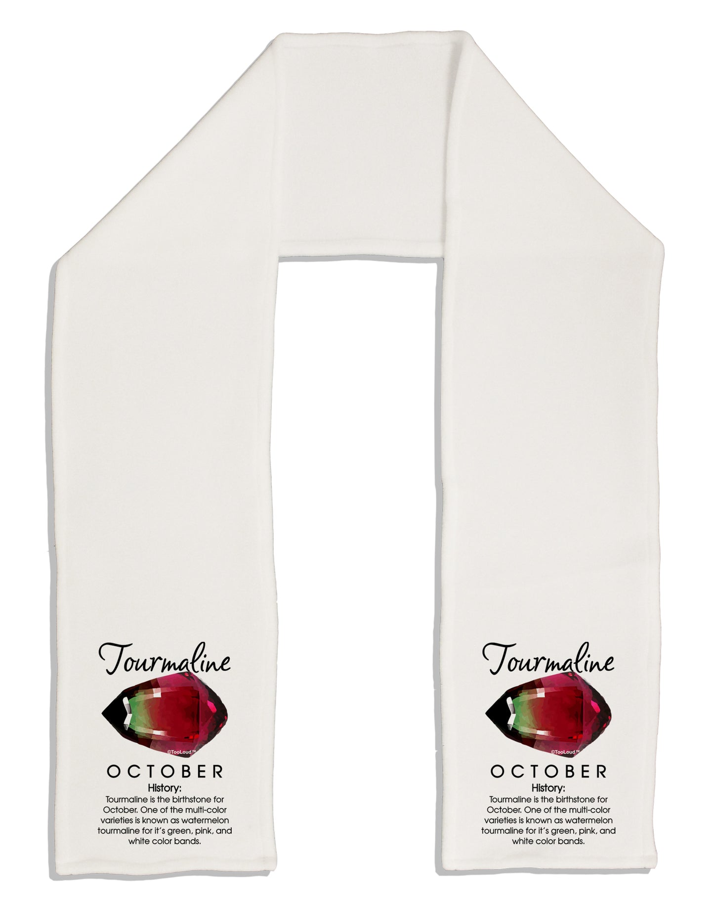 Birthstone Tourmaline Adult Fleece 64" Scarf by TooLoud-TooLoud-White-One-Size-Adult-Davson Sales