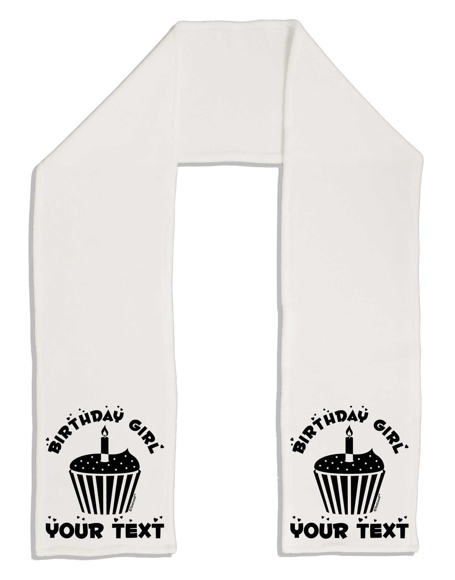 Personalized Birthday Girl Cupcake -Customizable- Name Adult Fleece 64" Scarf-TooLoud-White-One-Size-Adult-Davson Sales