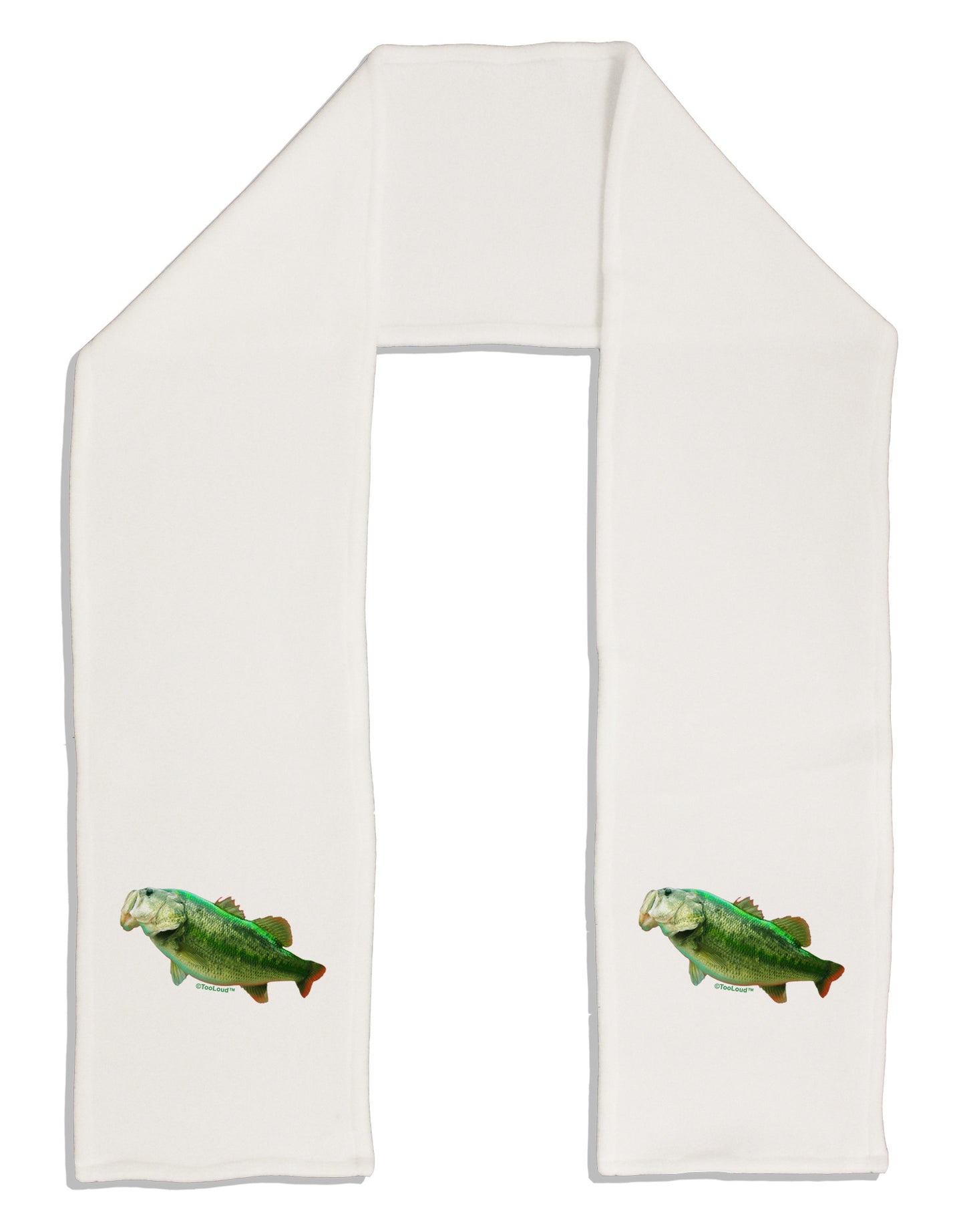 Big Bass Fish Adult Fleece 64" Scarf-TooLoud-White-One-Size-Adult-Davson Sales