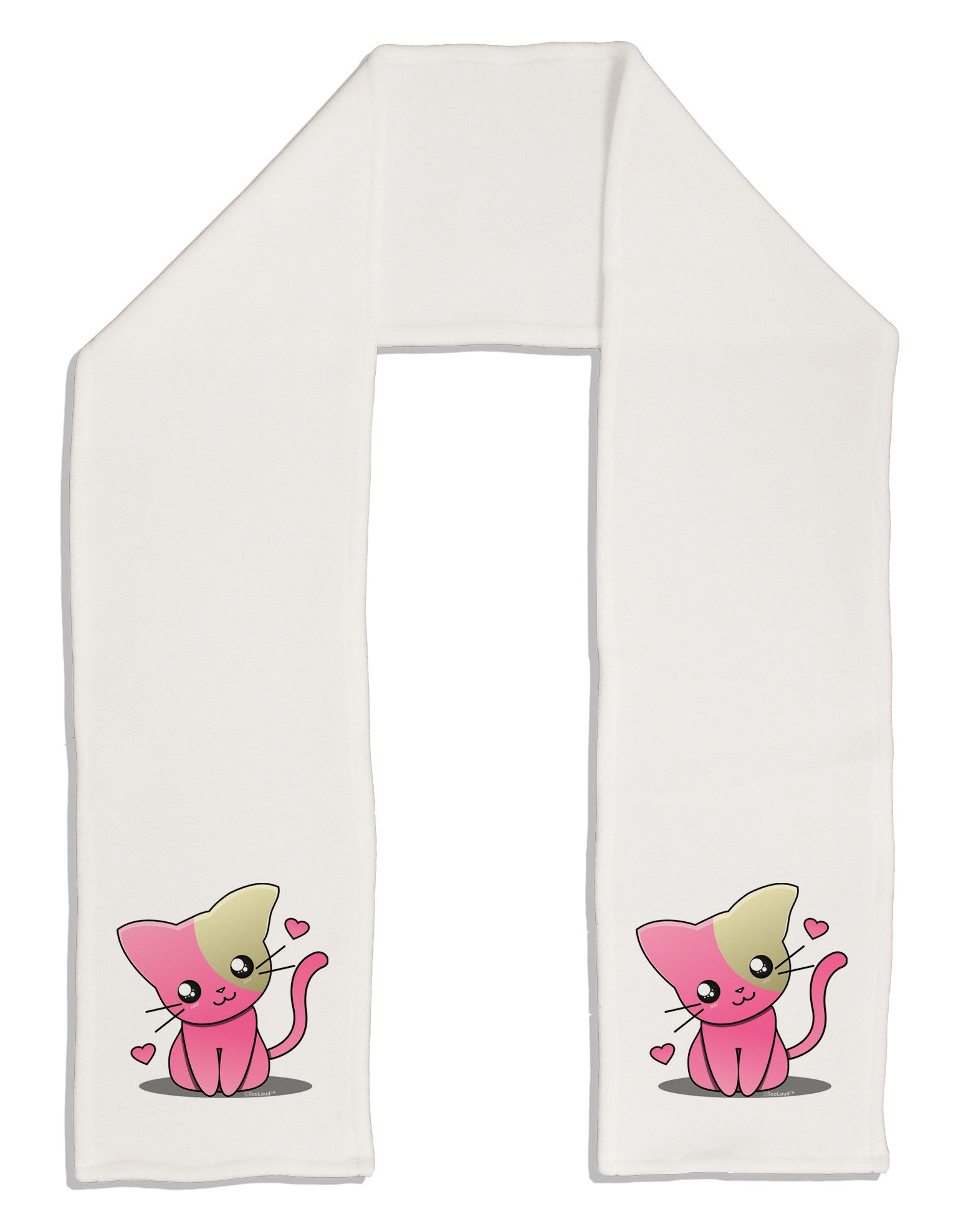 Kawaii Kitty Adult Fleece 64" Scarf-TooLoud-White-One-Size-Adult-Davson Sales
