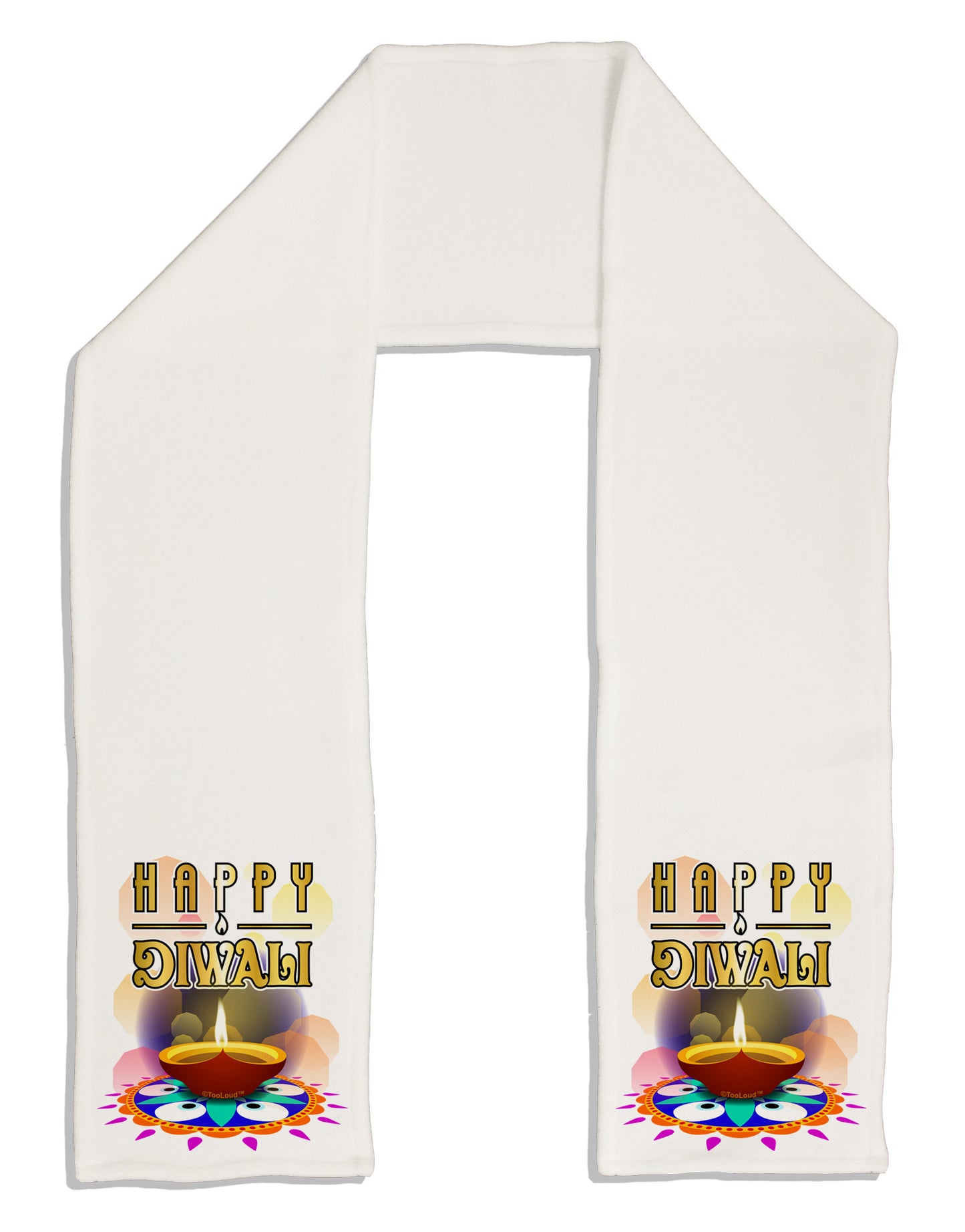 Happy Diwali - Rangoli and Diya Adult Fleece 64" Scarf by-TooLoud-White-One-Size-Adult-Davson Sales
