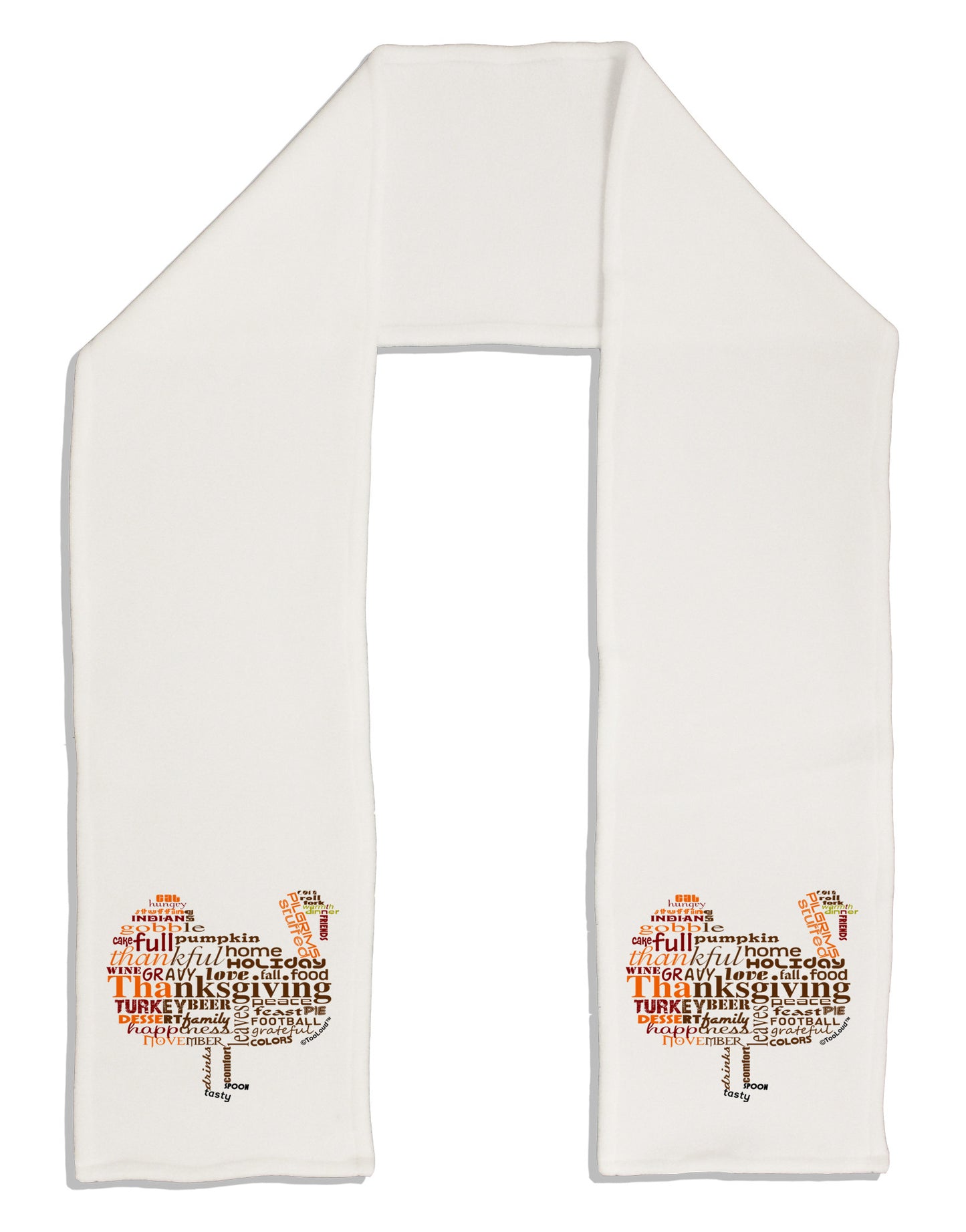 Turkey Typography Adult Fleece 64" Scarf-TooLoud-White-One-Size-Adult-Davson Sales