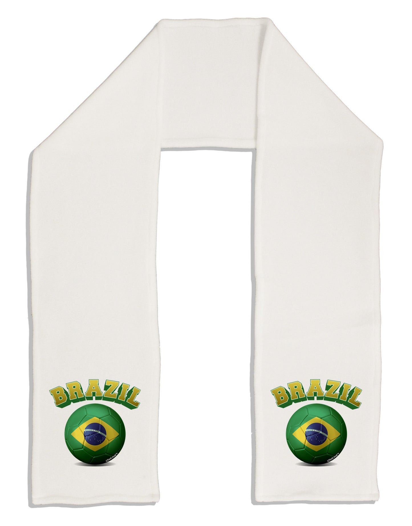 Soccer Ball Flag - Brazil Adult Fleece 64" Scarf-TooLoud-White-One-Size-Adult-Davson Sales