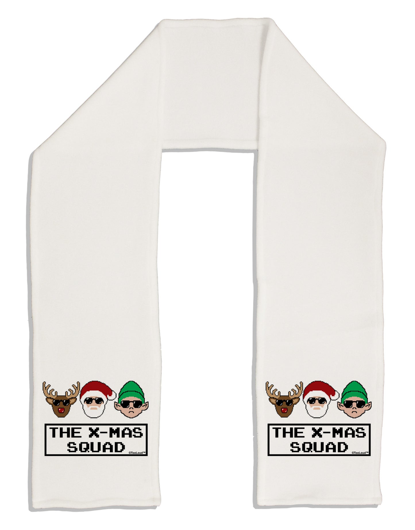 The X-mas Squad Text Adult Fleece 64" Scarf-TooLoud-White-One-Size-Adult-Davson Sales