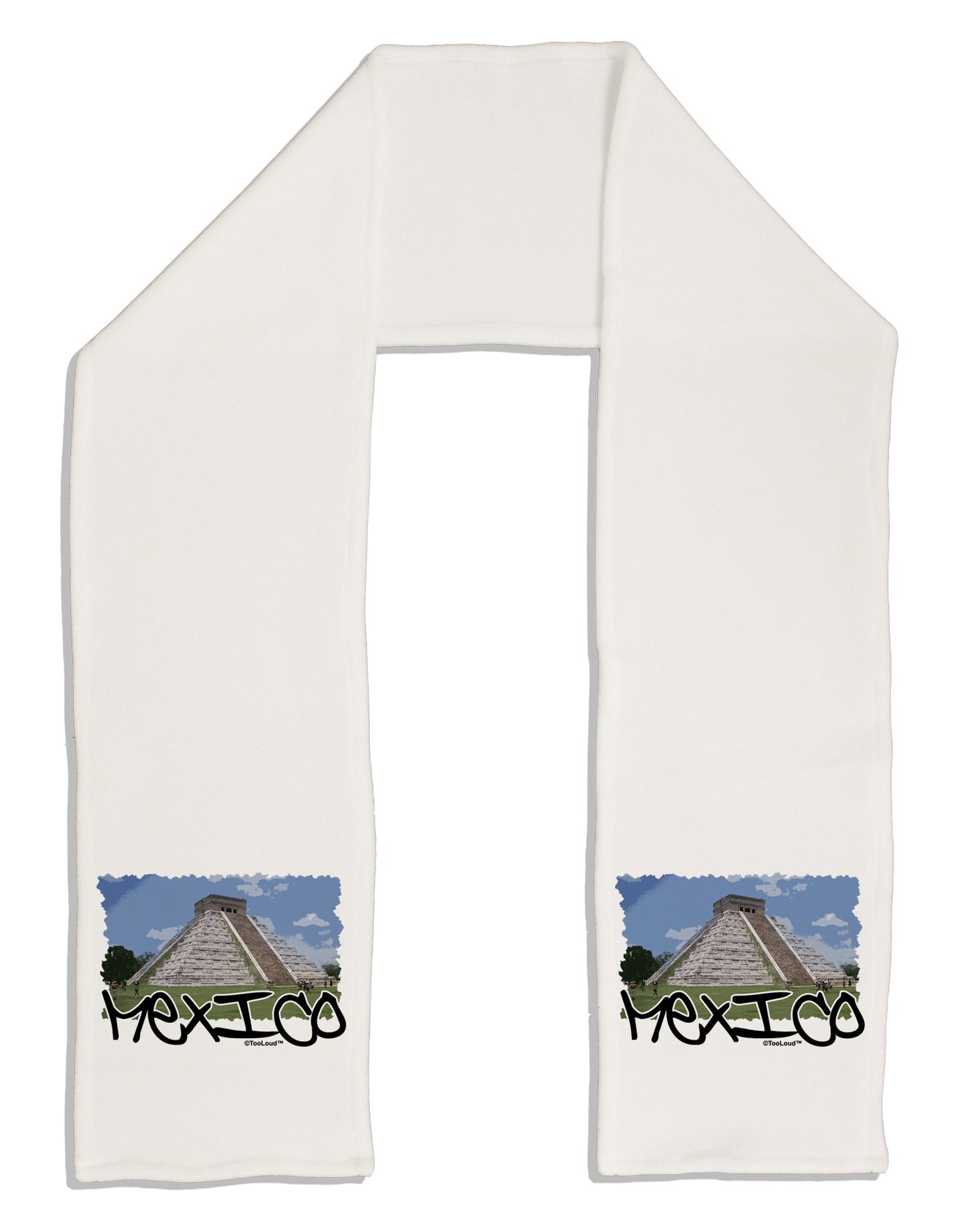 Mexico - Mayan Temple Cut-out Adult Fleece 64" Scarf-TooLoud-White-One-Size-Adult-Davson Sales
