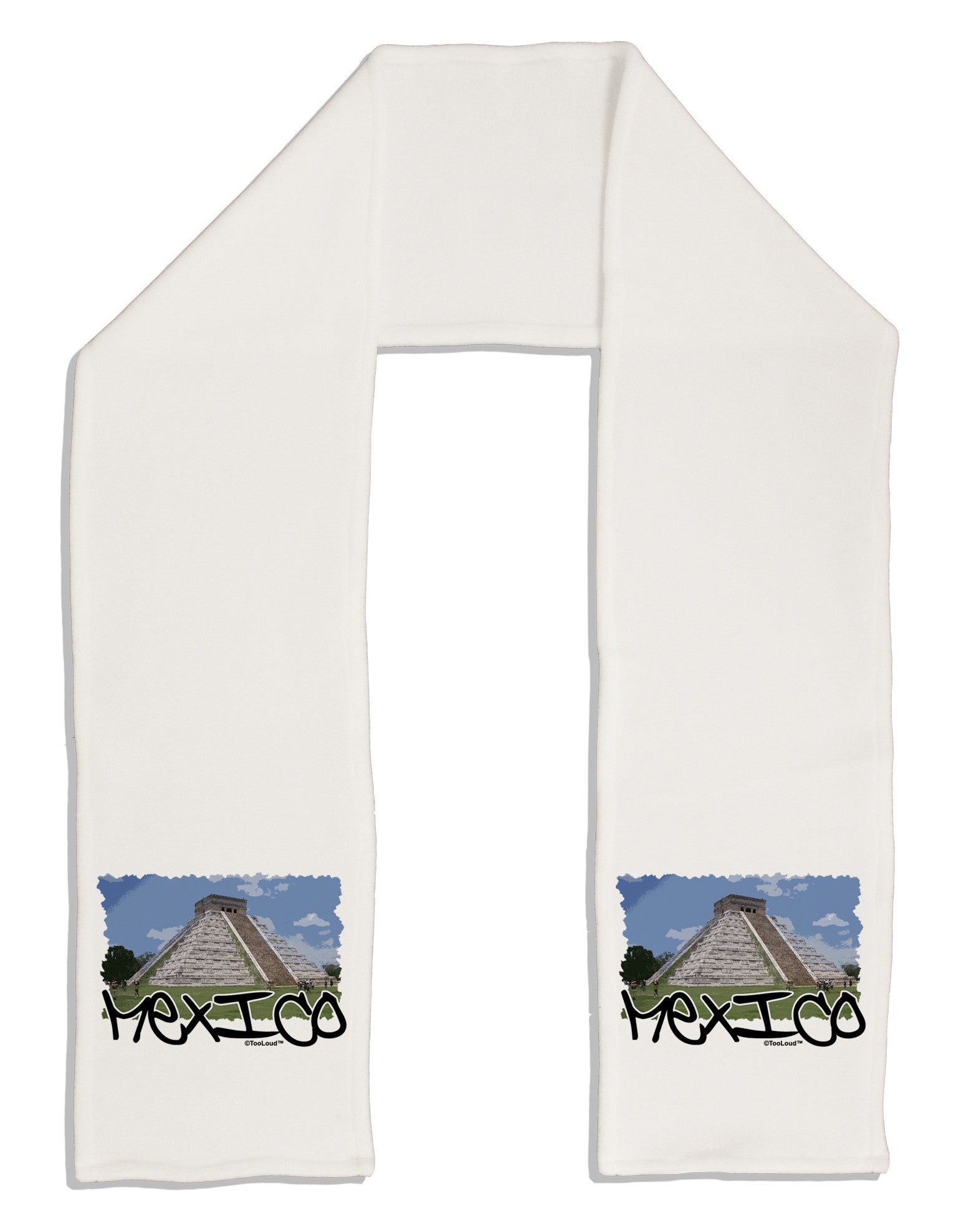 Mexico - Mayan Temple Cut-out Adult Fleece 64" Scarf-TooLoud-White-One-Size-Adult-Davson Sales