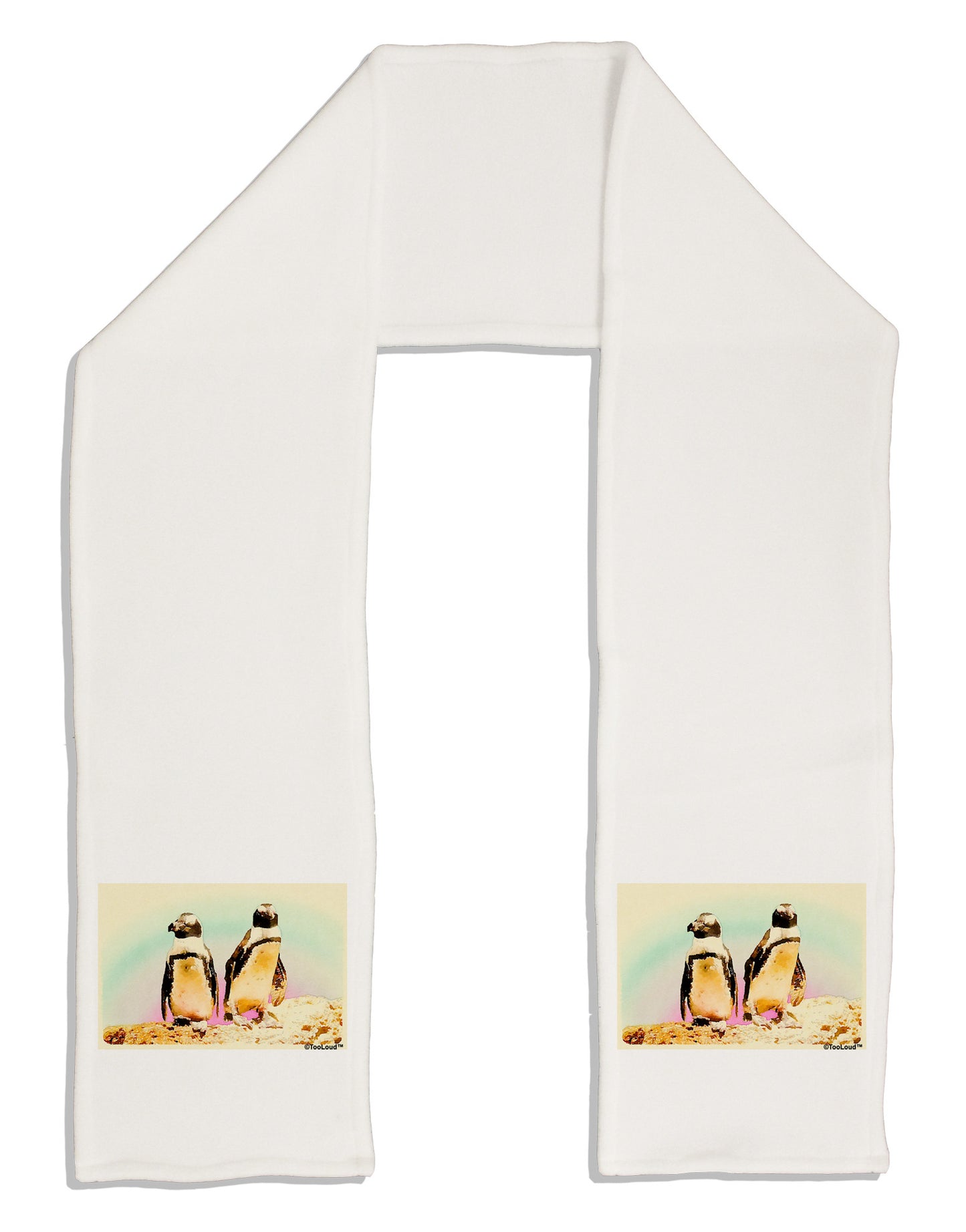 Magellanic Penguin Watercolor Adult Fleece 64" Scarf-TooLoud-White-One-Size-Adult-Davson Sales