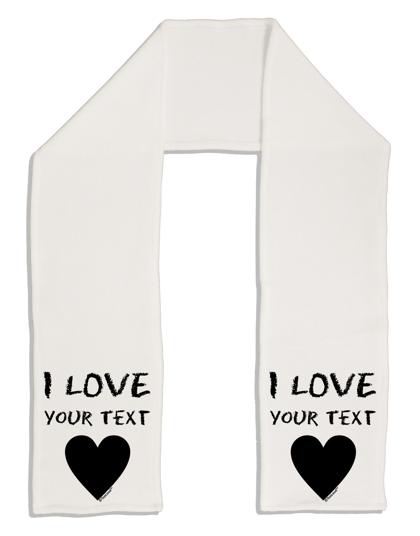 Personalized I Love Customized Adult Fleece 64" Scarf-TooLoud-White-One-Size-Adult-Davson Sales