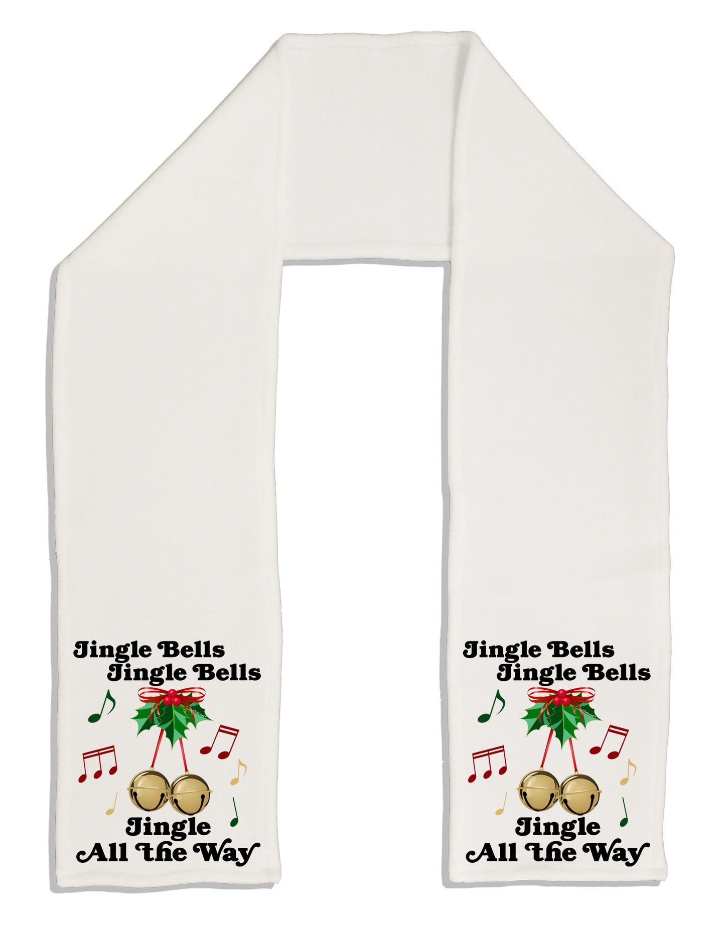 Jingle Bells All the way Adult Fleece 64" Scarf-TooLoud-White-One-Size-Adult-Davson Sales