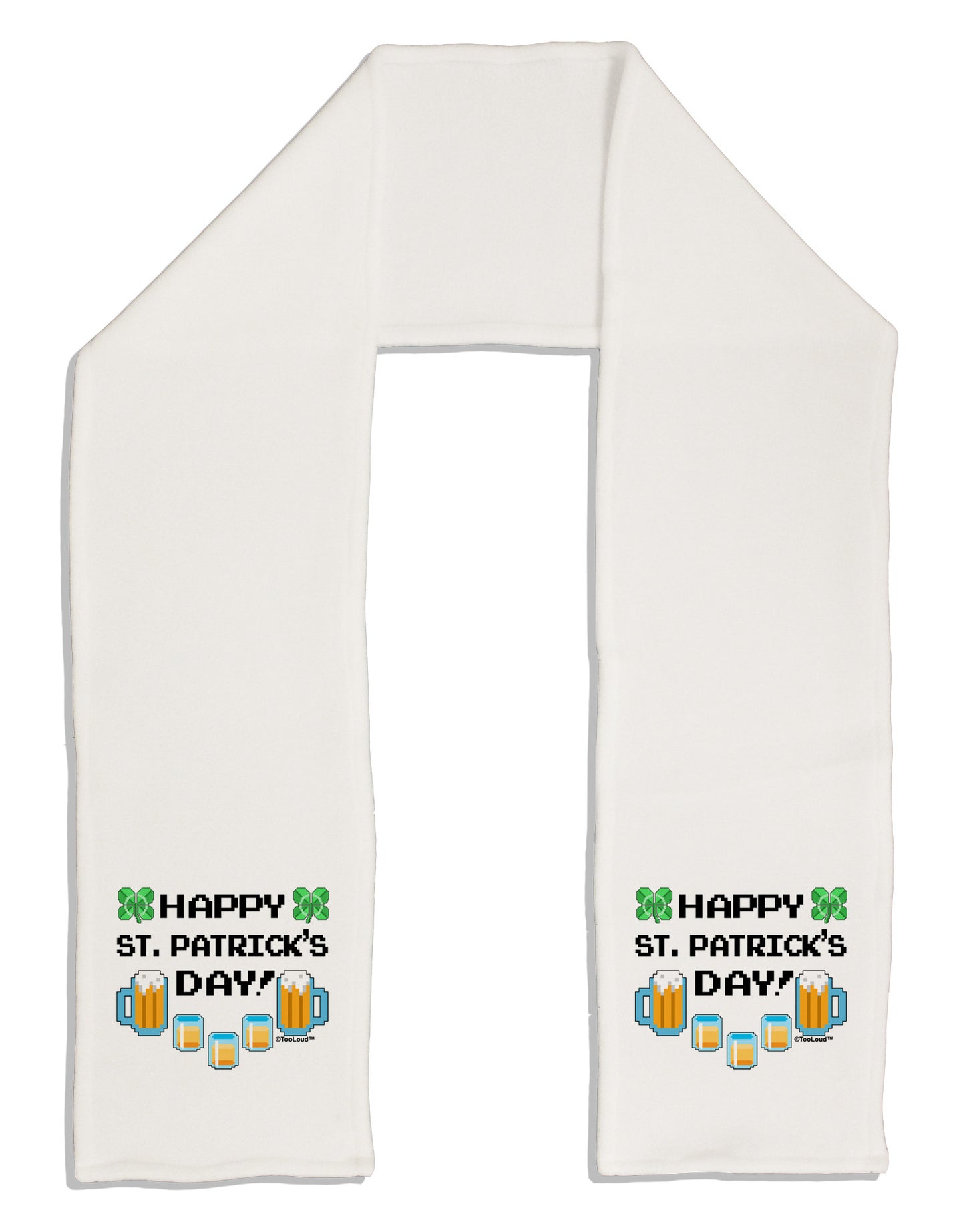 Pixel Happy St Patricks Day Adult Fleece 64" Scarf-TooLoud-White-One-Size-Adult-Davson Sales