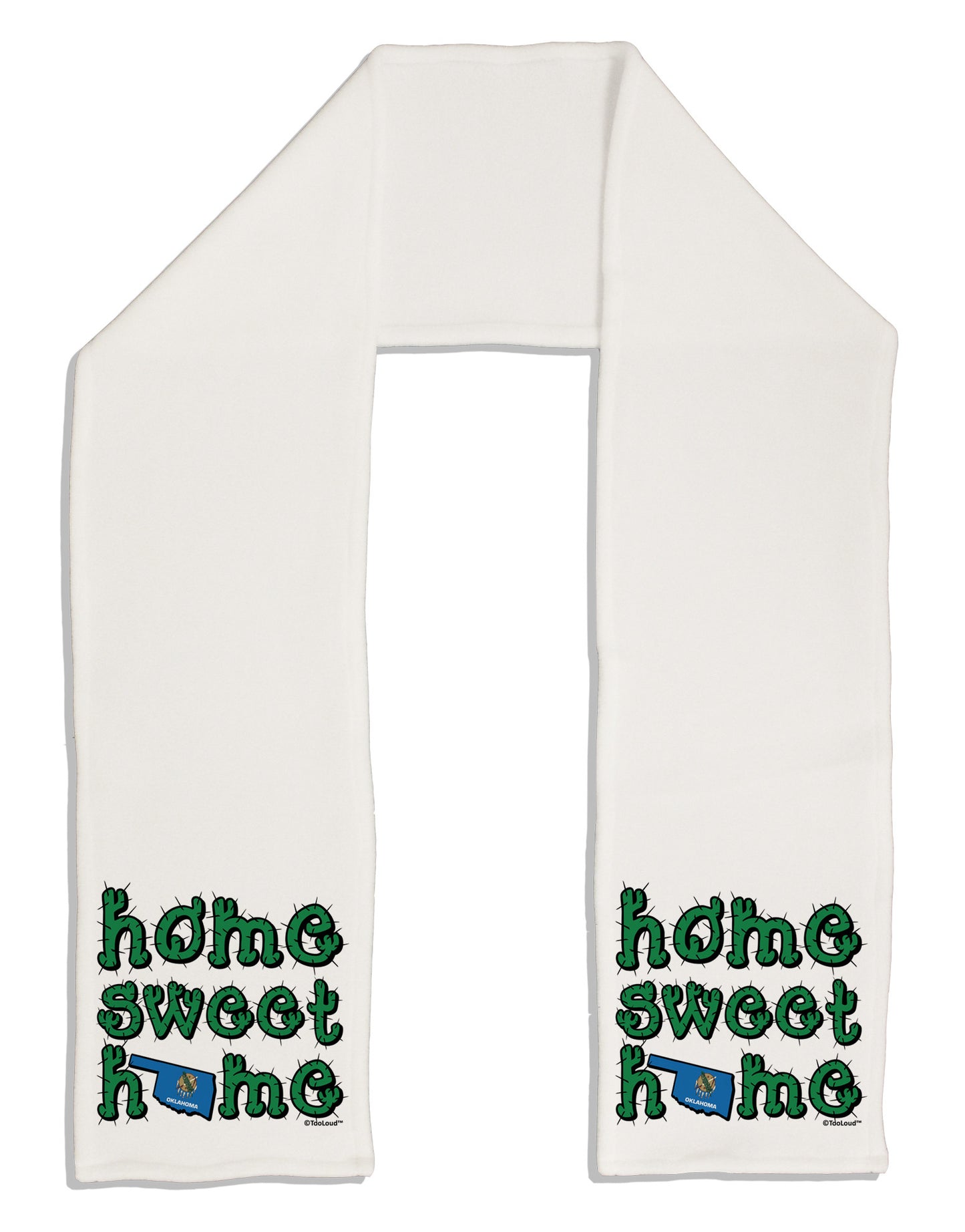 Home Sweet Home - Oklahoma - Cactus and State Flag Adult Fleece 64" Scarf by TooLoud-TooLoud-White-One-Size-Adult-Davson Sales
