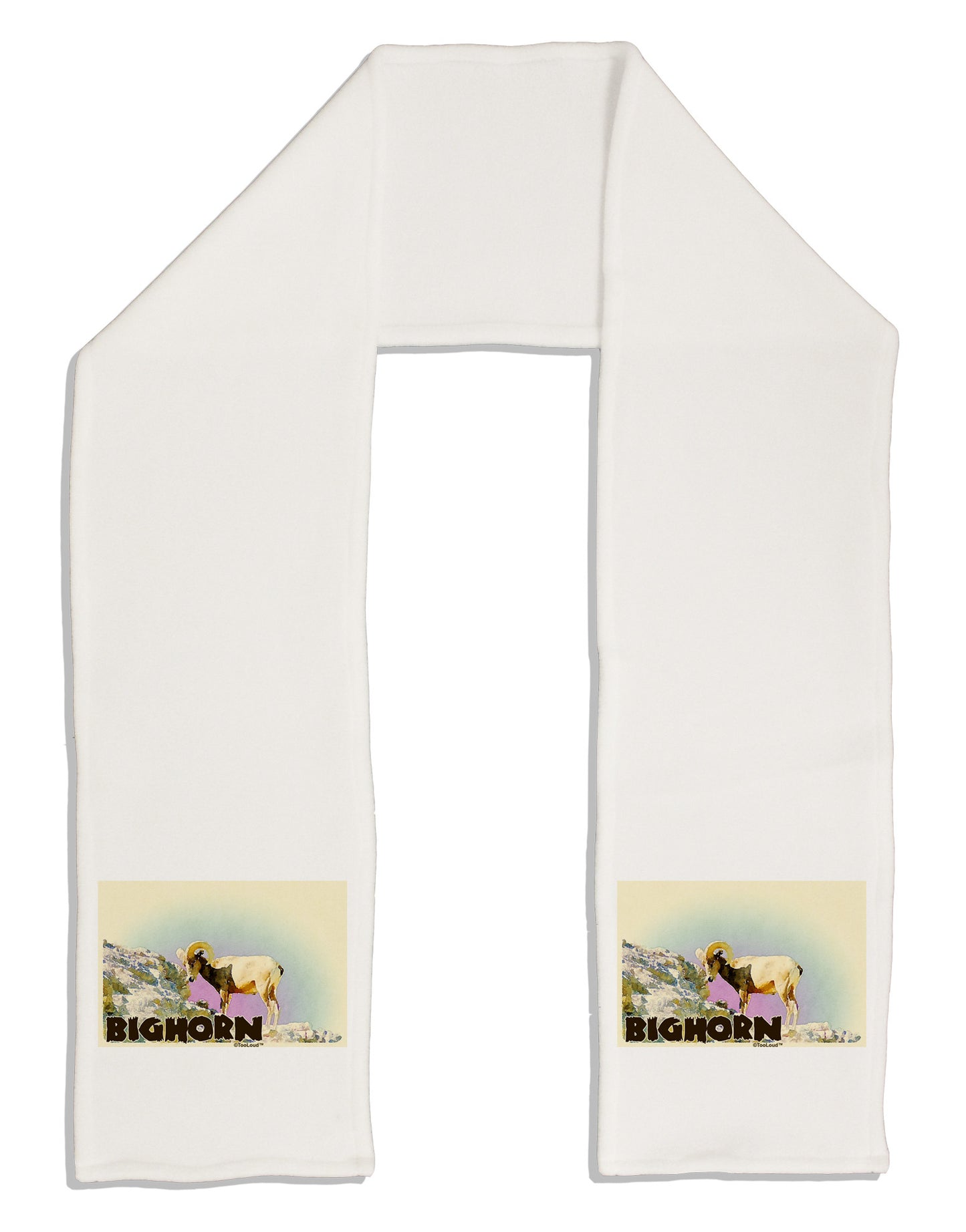 Bighorn Ram WatercolorText Adult Fleece 64" Scarf-TooLoud-White-One-Size-Adult-Davson Sales