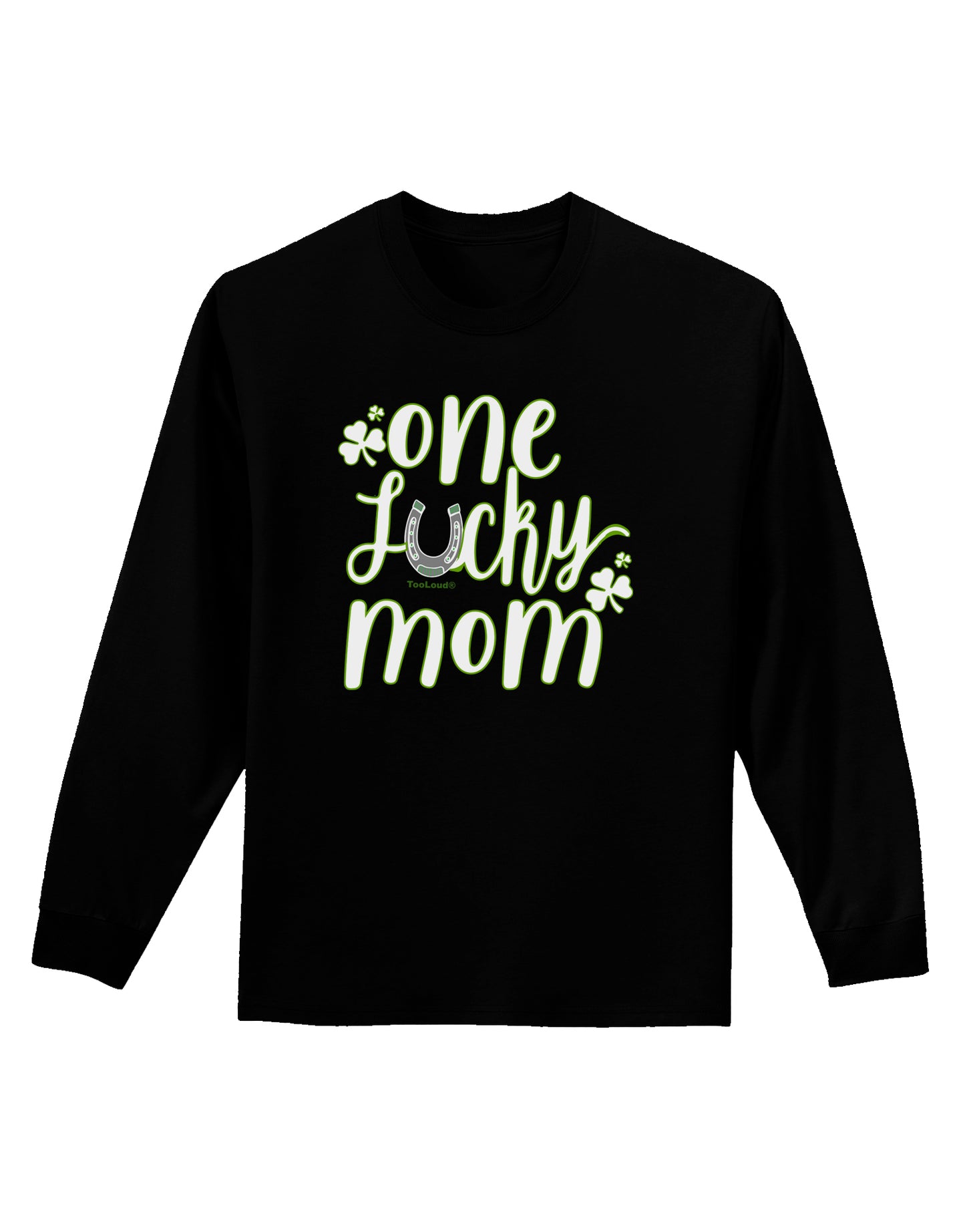 One Lucky Mom Shamrock Adult Long Sleeve Shirt-Long Sleeve Shirt-TooLoud-Black-Small-Davson Sales