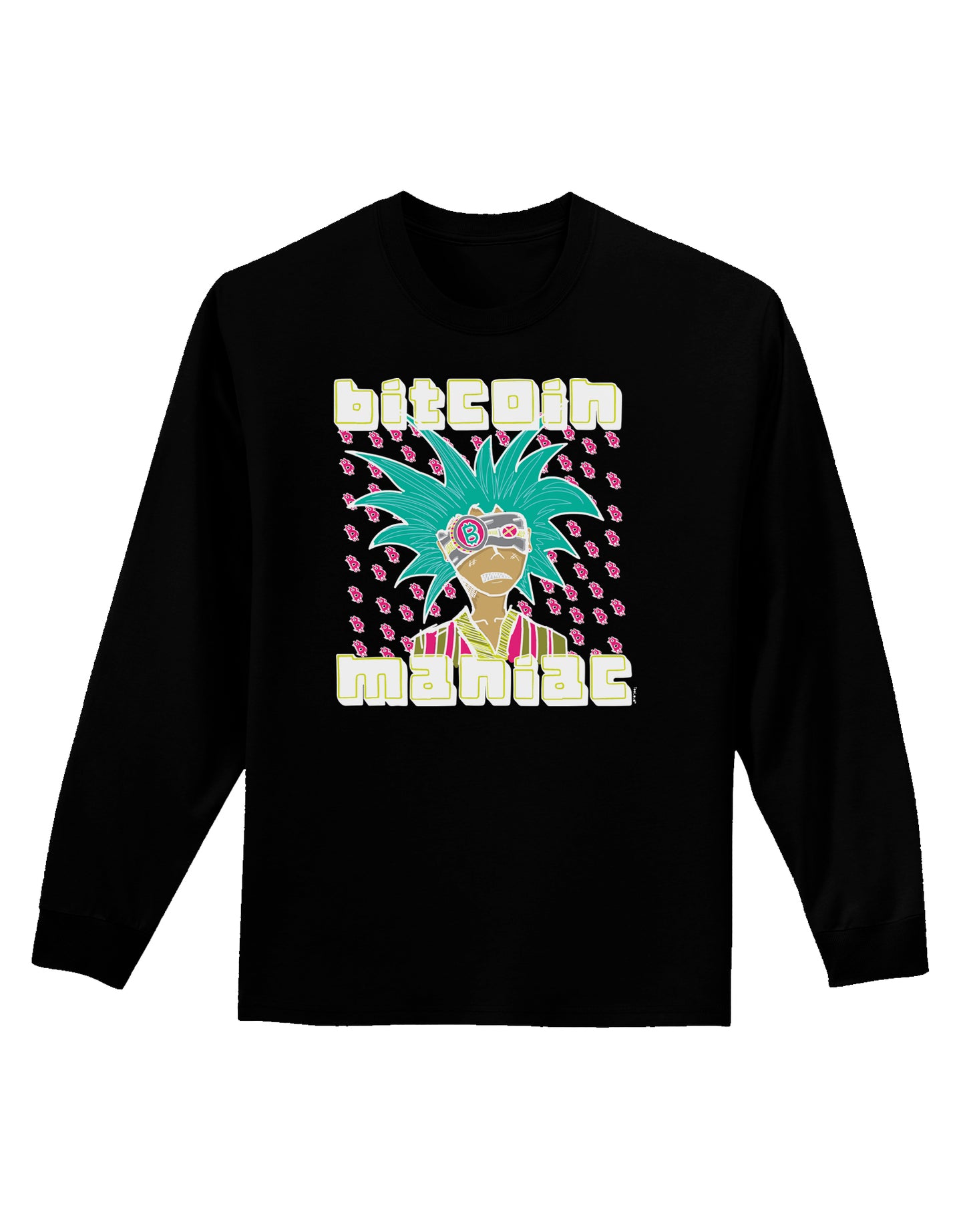 Bitcoin Maniac Crypto Adult Long Sleeve Shirt-Long Sleeve Shirt-TooLoud-Black-Small-Davson Sales