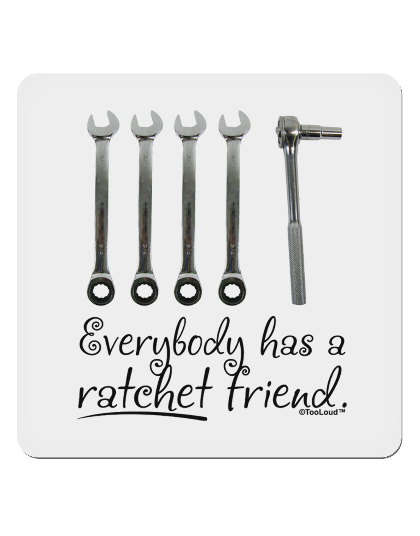 Ratchet Friend 4x4" Square Sticker 4 Pieces-Stickers-TooLoud-White-Davson Sales