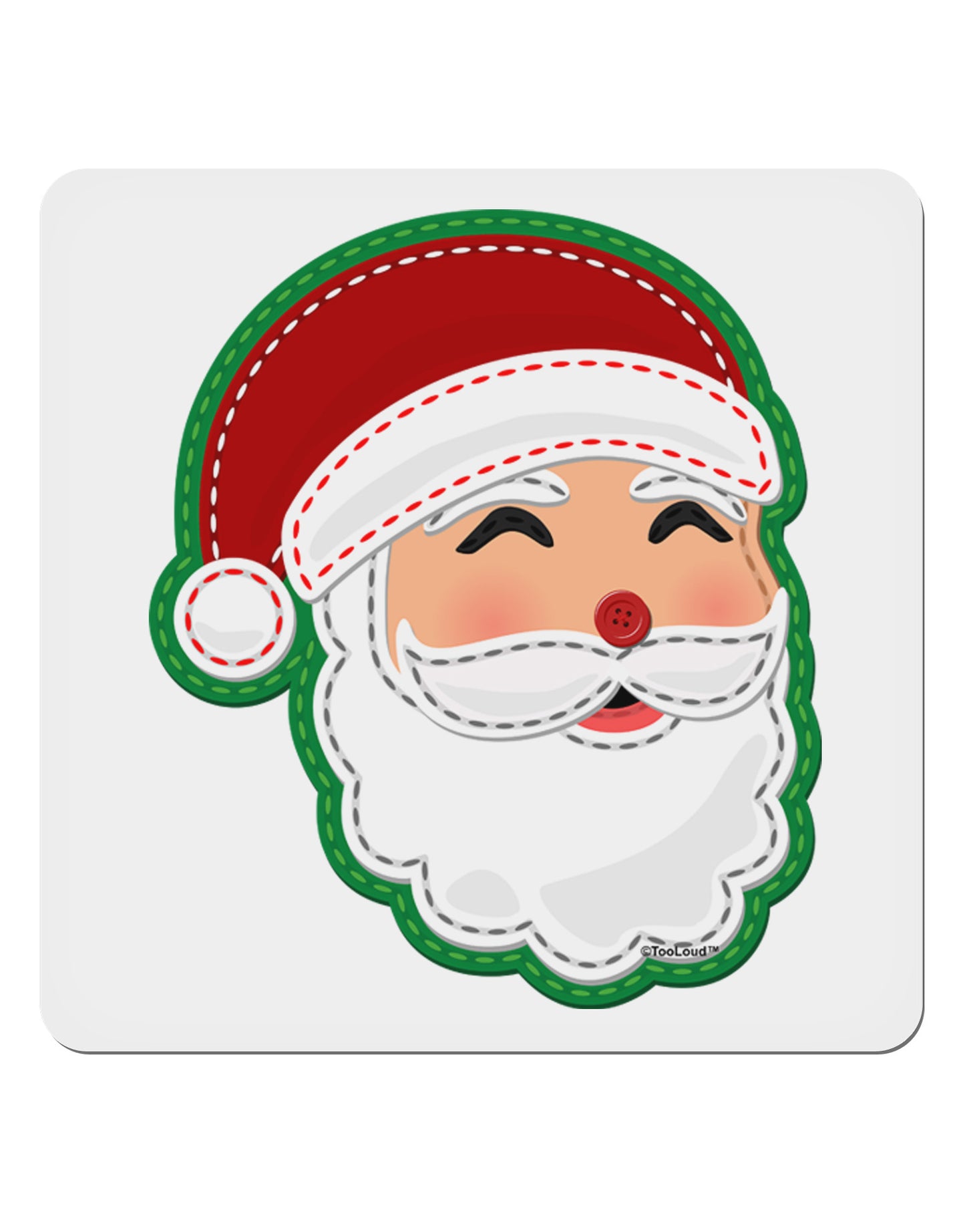 Cute Santa Claus Face Faux Applique 4x4" Square Sticker 4 Pieces-Stickers-TooLoud-White-Davson Sales