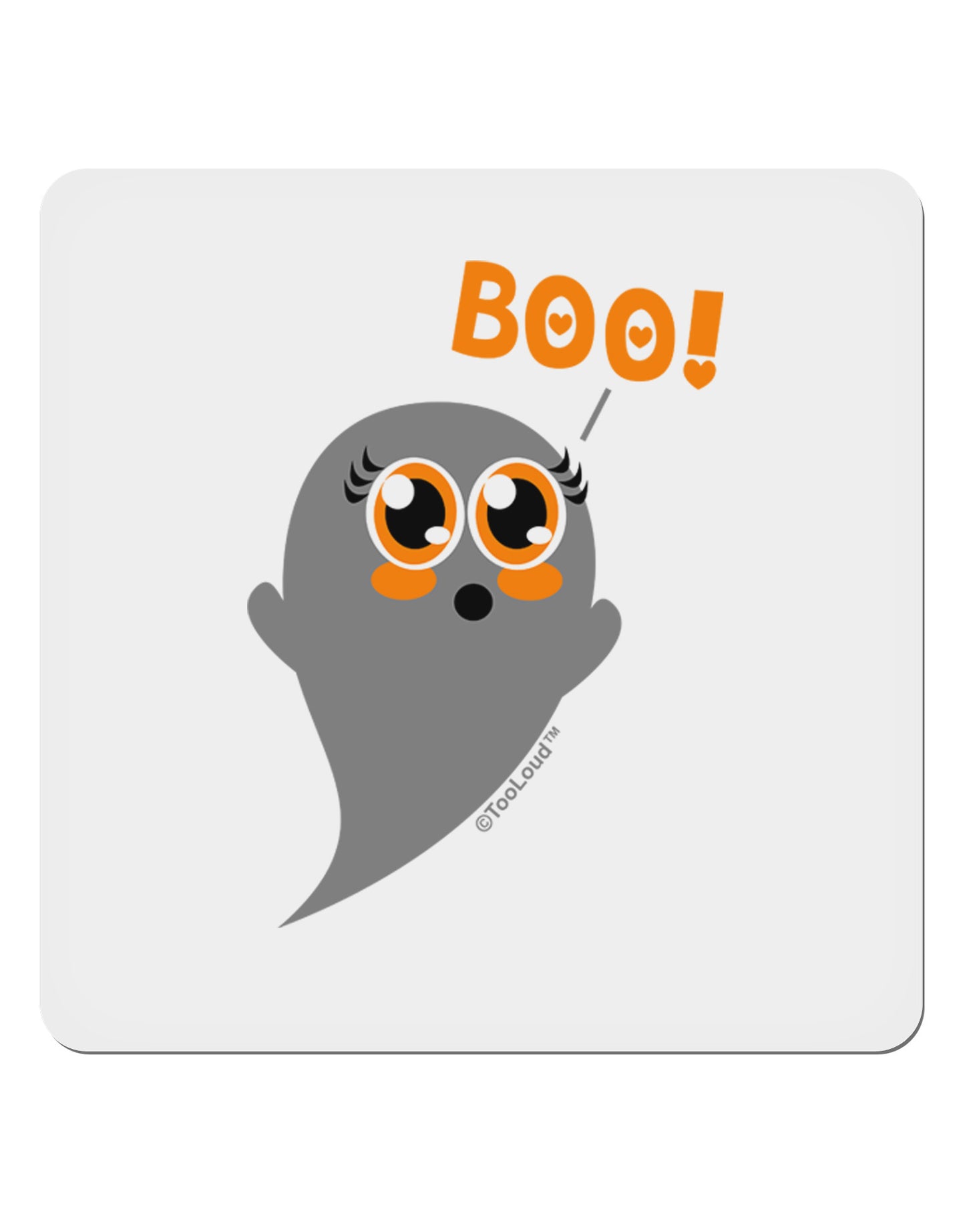 Cute Boo Ghost 4x4" Square Sticker 4 Pieces-Stickers-TooLoud-White-Davson Sales
