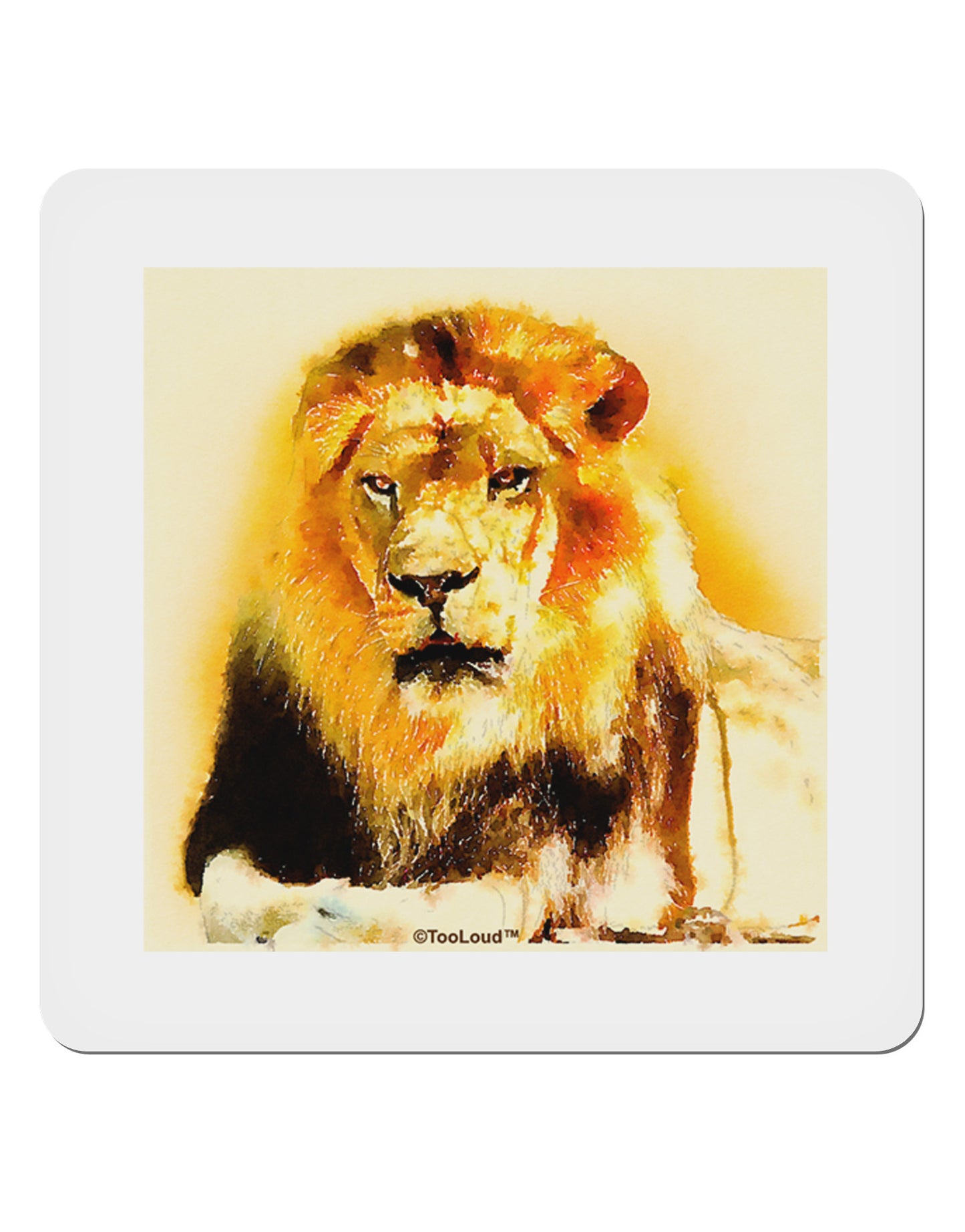 Lion Watercolor 4 4x4" Square Sticker 4 Pieces-Stickers-TooLoud-White-Davson Sales
