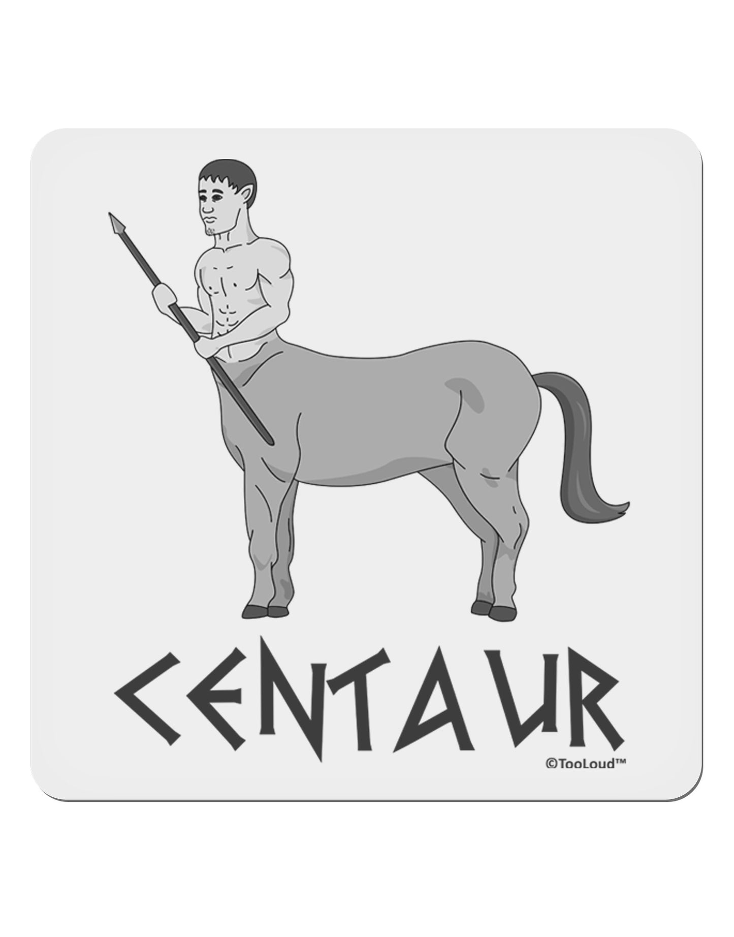 Greek Mythology Centaur Design - Grayscale - Text 4x4" Square Sticker 4 Pieces-Stickers-TooLoud-White-Davson Sales
