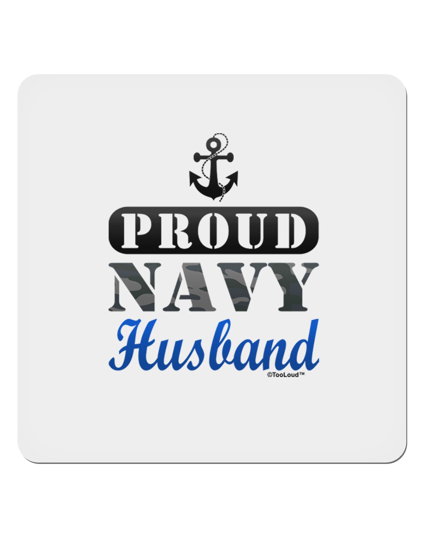 Proud Navy Husband 4x4" Square Sticker-Stickers-TooLoud-1-Davson Sales