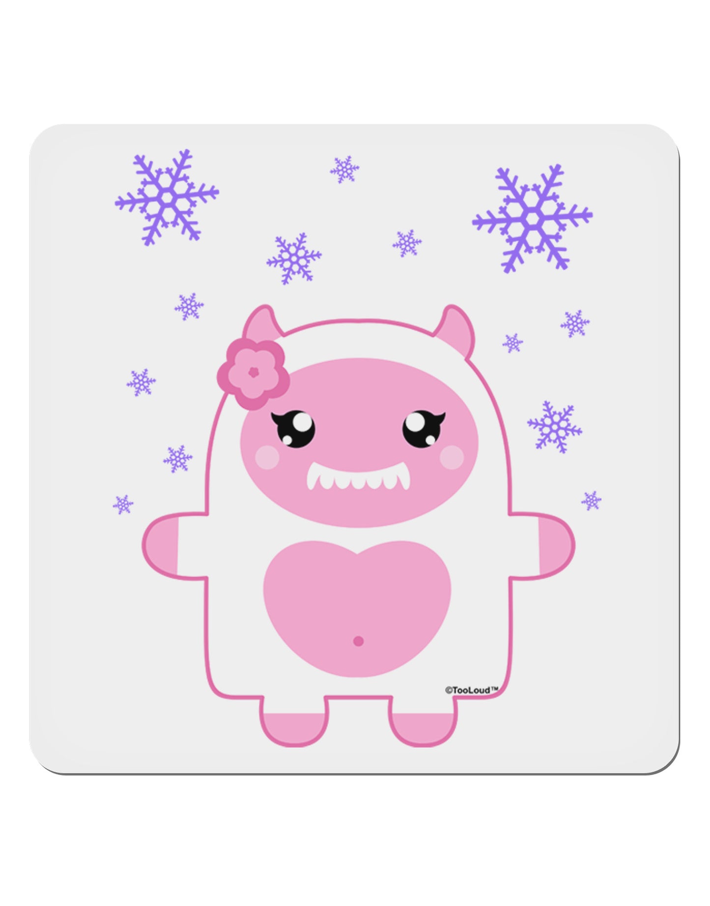 Cute Abominable Snowman Girl Yeti - Christmas 4x4" Square Sticker 4 Pieces-Stickers-TooLoud-White-Davson Sales