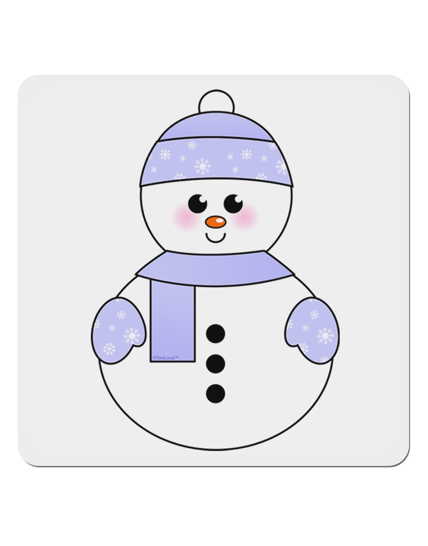 Cute Snowman With Hat and Scarf Christmas 4x4" Square Sticker 4 Pieces-Stickers-TooLoud-White-Davson Sales