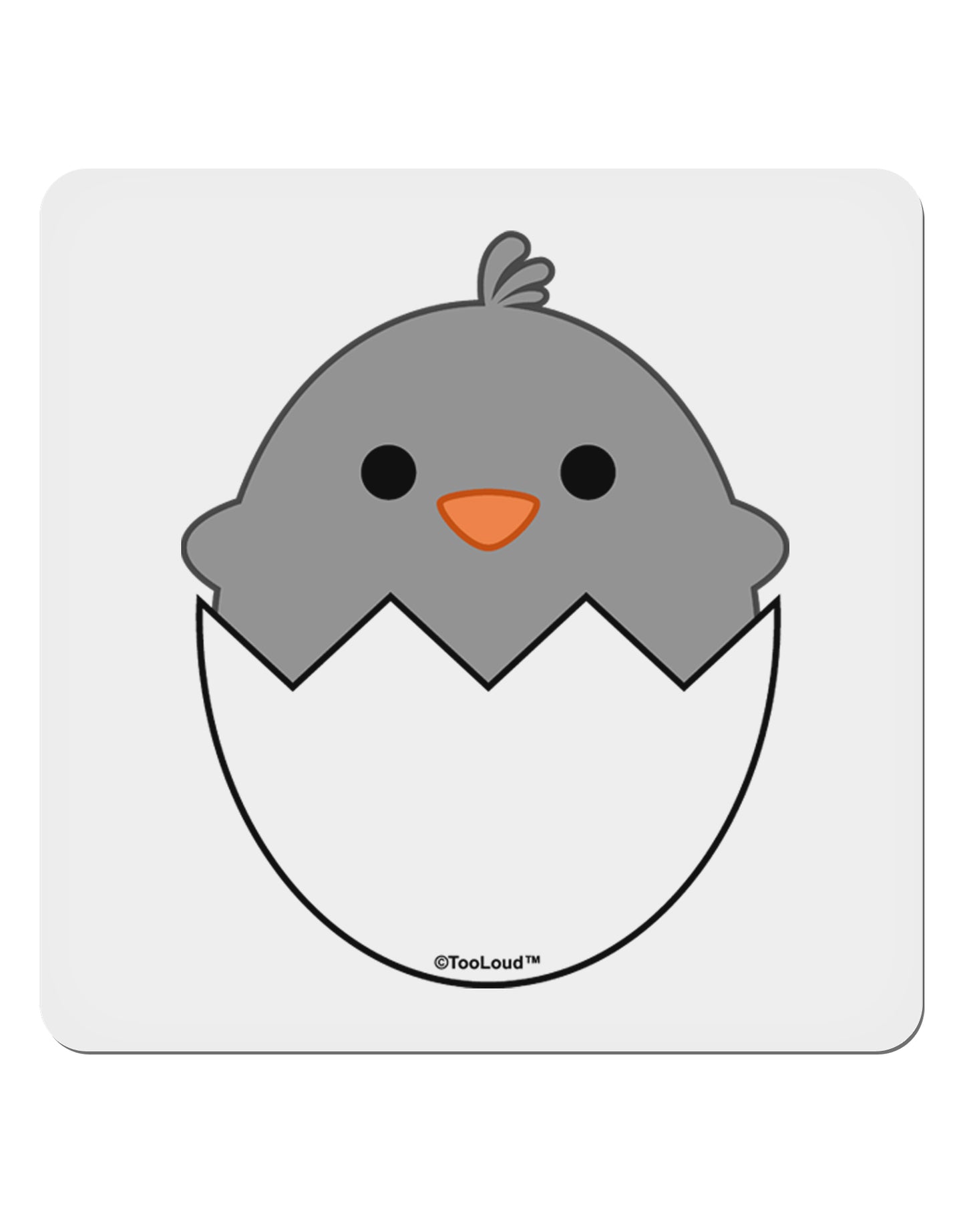 Cute Hatching Chick - Gray 4x4" Square Sticker 4 Pieces-Stickers-TooLoud-White-Davson Sales
