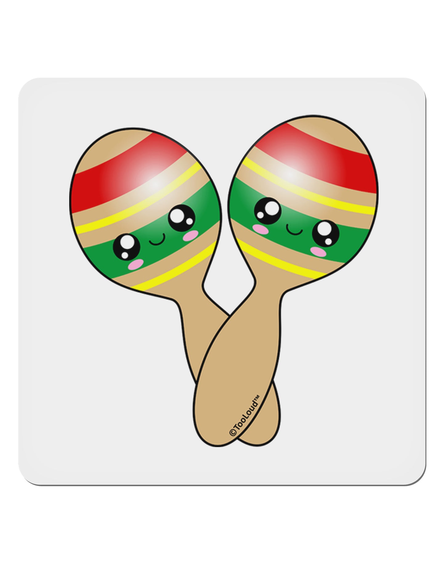 Cute Maracas Design 4x4" Square Sticker 4 Pieces-Stickers-TooLoud-White-Davson Sales