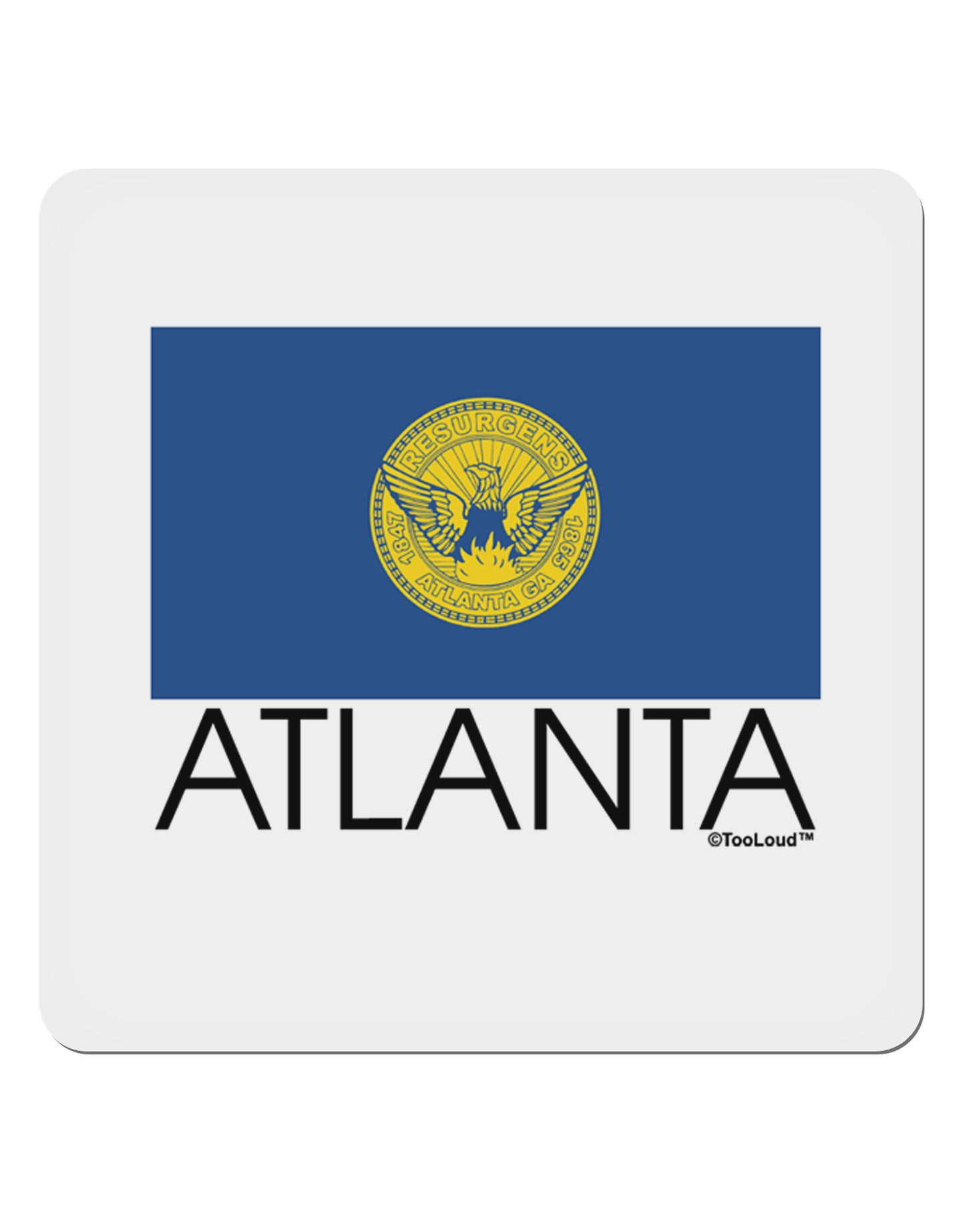 Atlanta Georgia Flag Text 4x4" Square Sticker-Stickers-TooLoud-1-Davson Sales