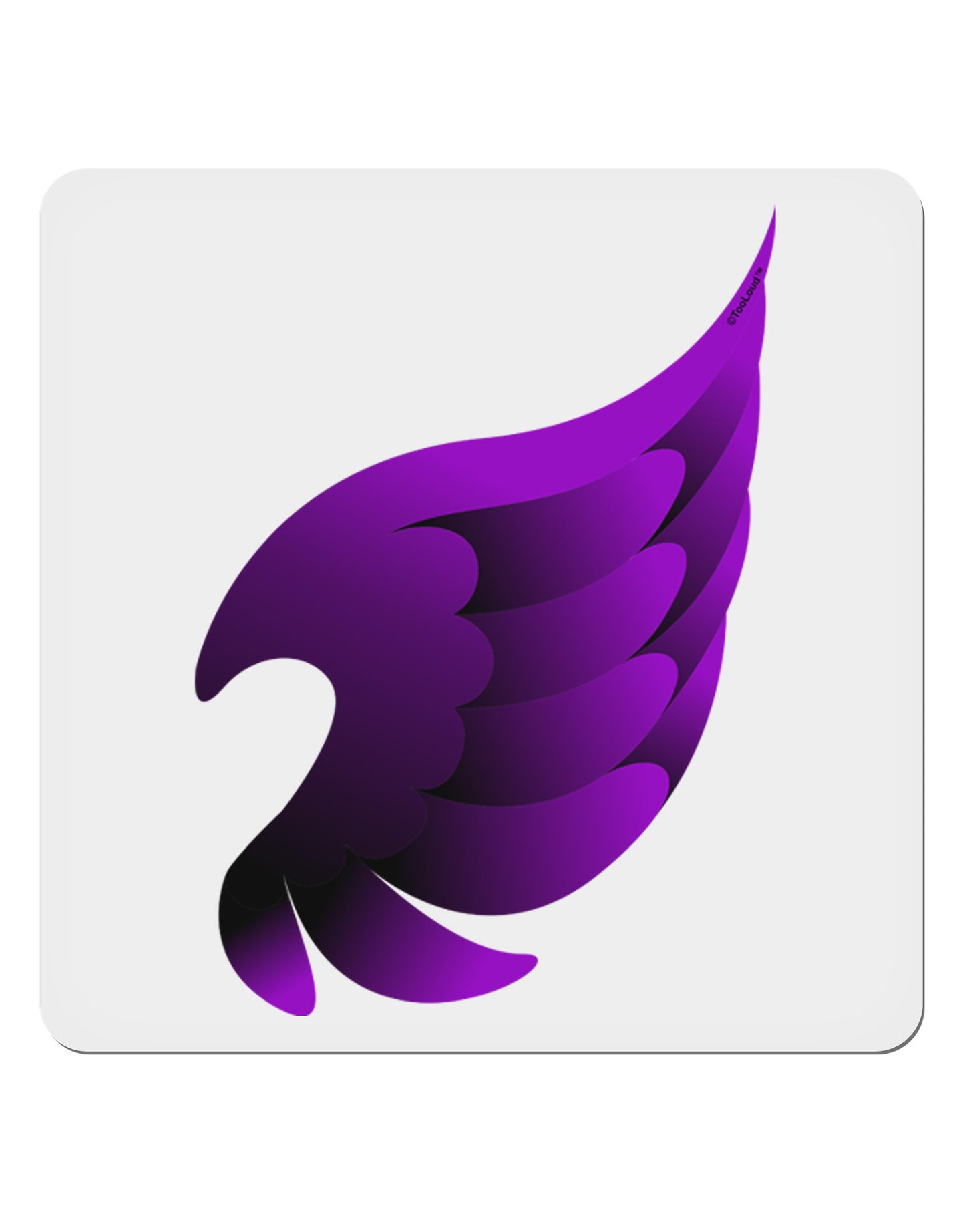 Cute Single Dark Angel Wing Black and Purple 4x4" Square Sticker 4 Pieces-Stickers-TooLoud-White-Davson Sales