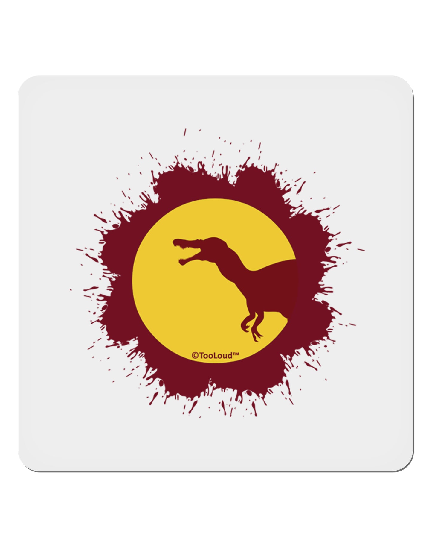 Dinosaur Silhouette Splatter Design 4x4" Square Sticker 4 Pieces-Stickers-TooLoud-White-Davson Sales