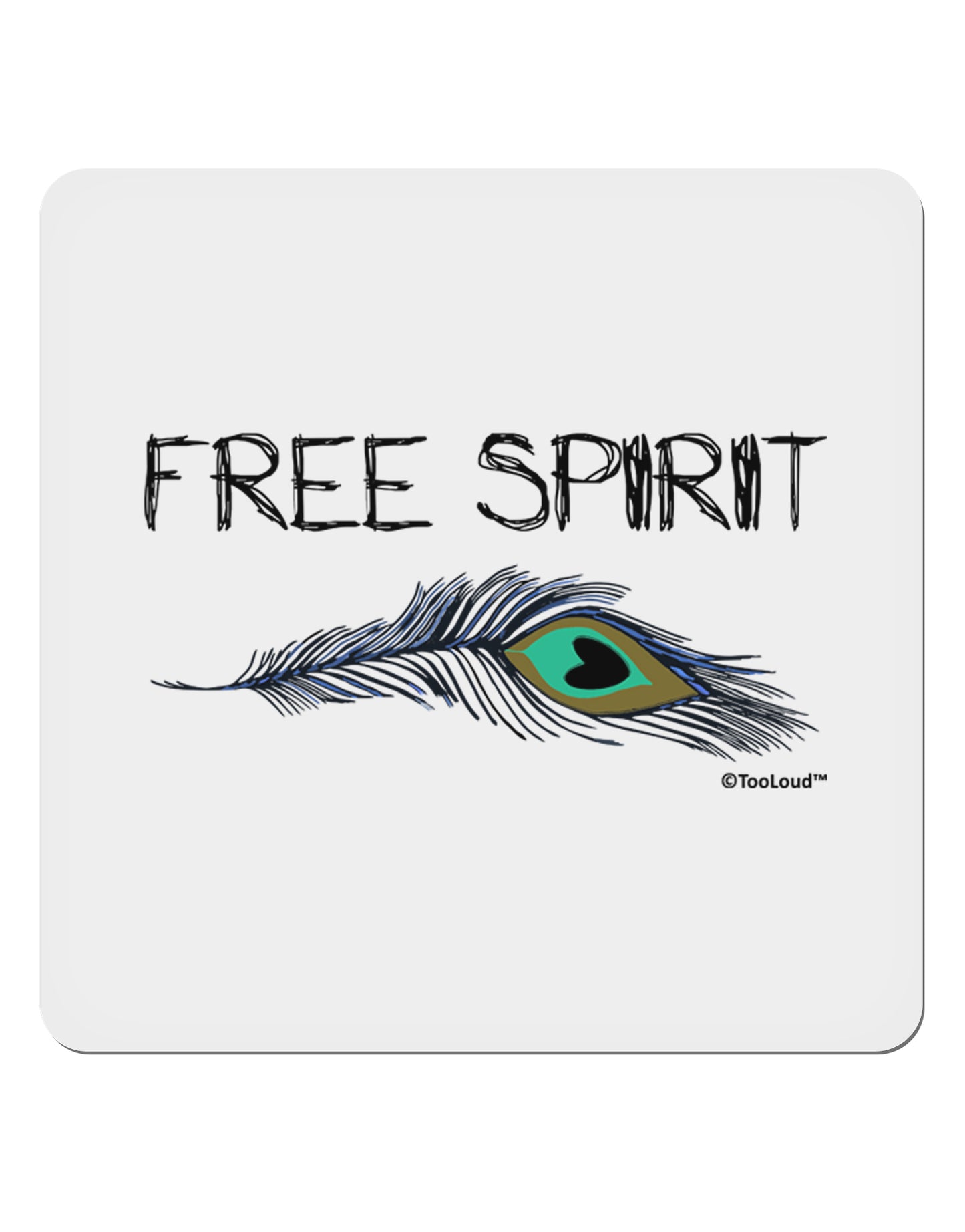 Graphic Feather Design - Free Spirit 4x4" Square Sticker 4 Pieces-Stickers-TooLoud-White-Davson Sales