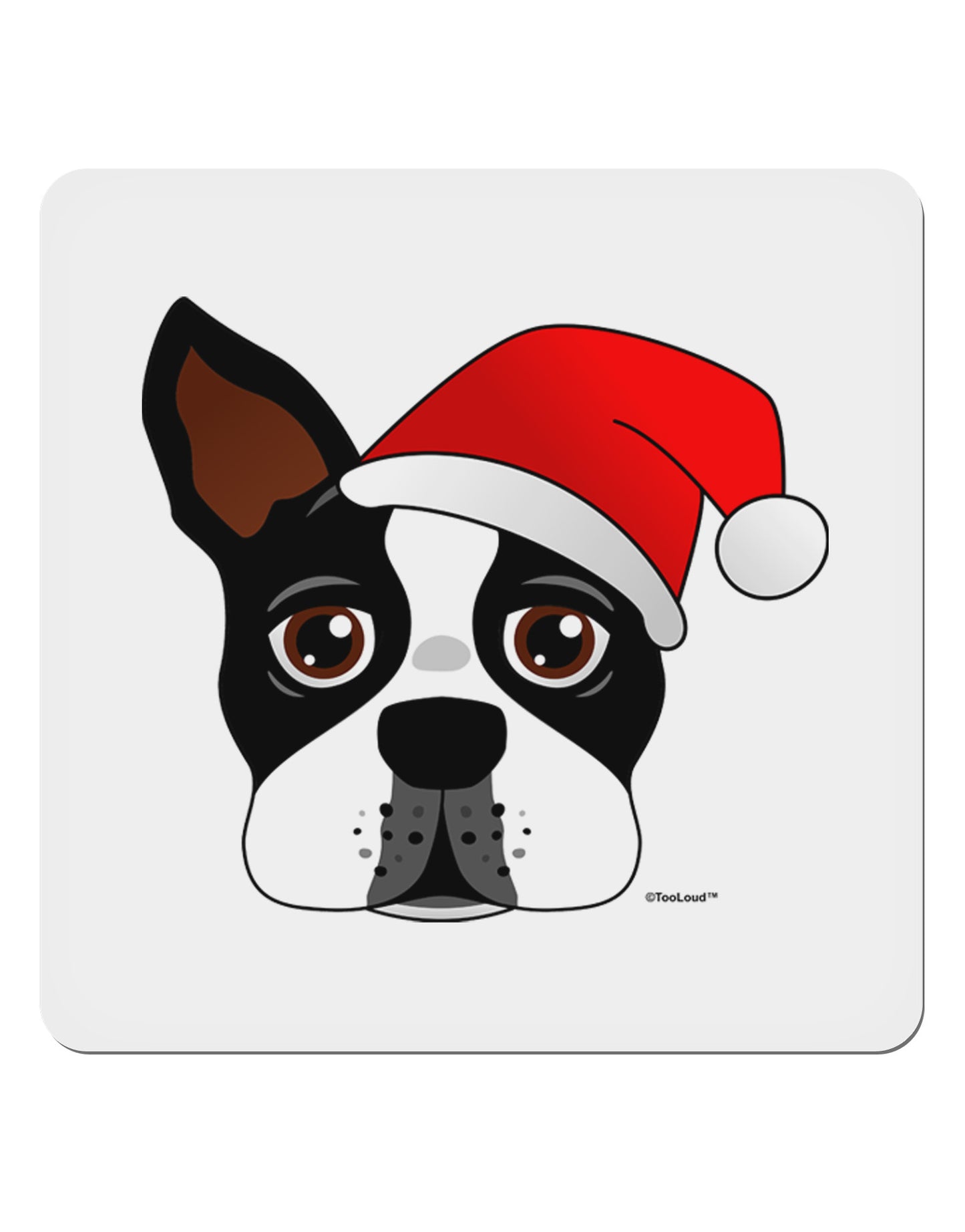 Cute Dog with Santa Hat - Christmas 4x4" Square Sticker 4 Pieces-Stickers-TooLoud-White-Davson Sales