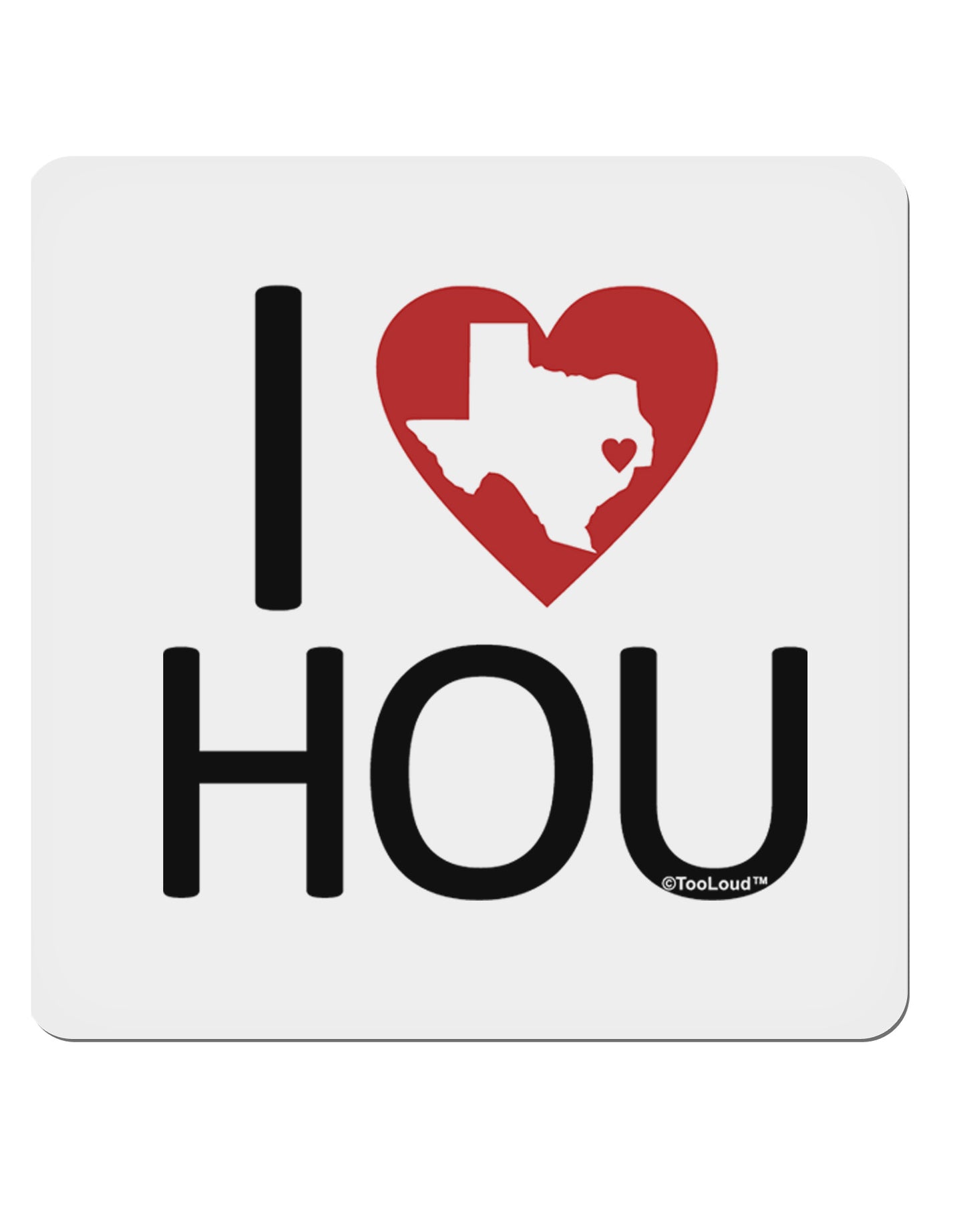 I Heart Houston 4x4" Square Sticker-Stickers-TooLoud-1-Davson Sales